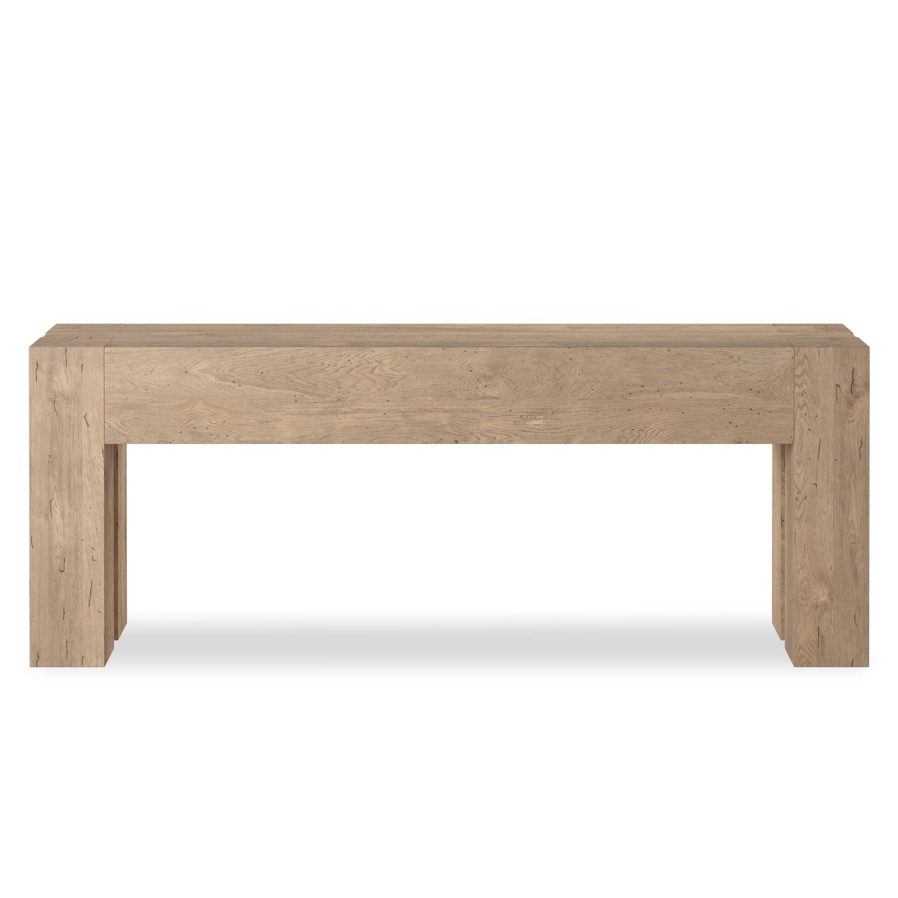 Four Hands Abaso Whitewash Rustic Wormwood Oak Console Table back view