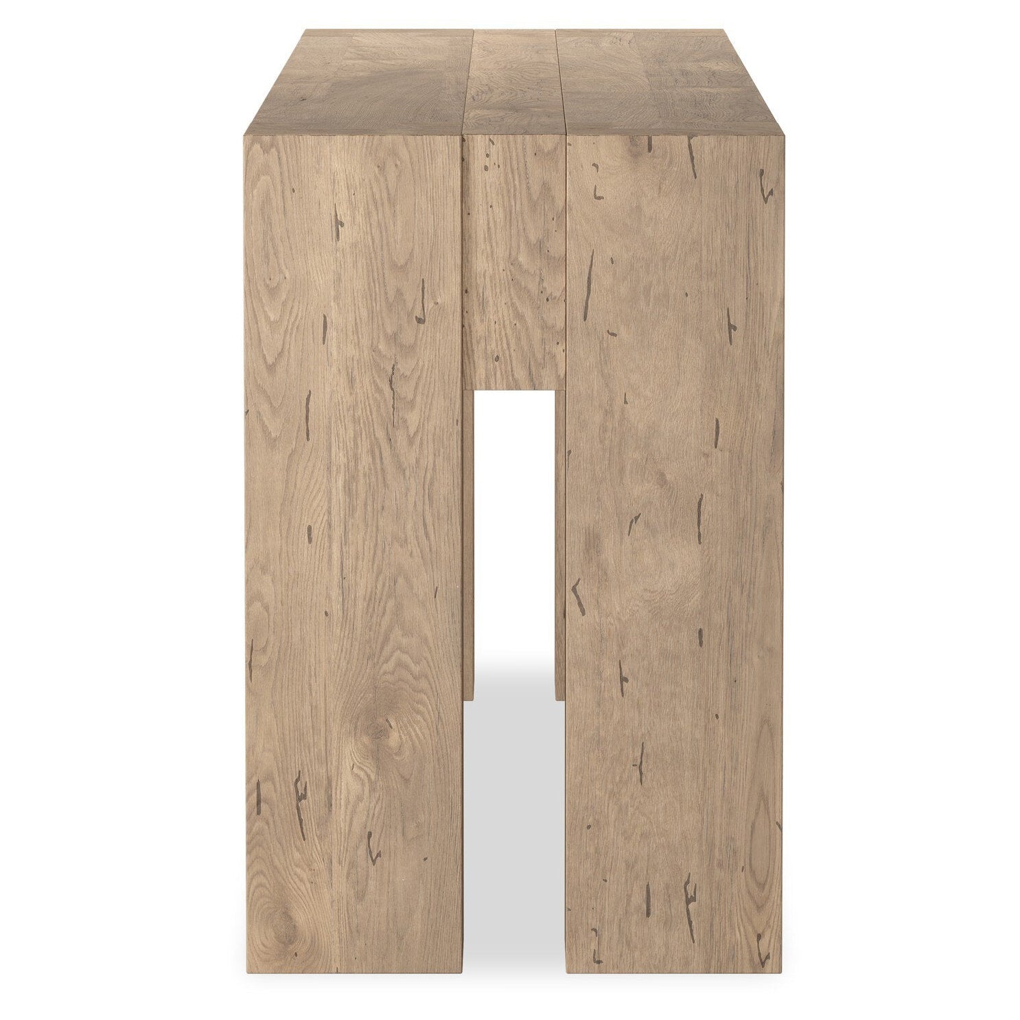 Four Hands Abaso Whitewash Rustic Wormwood Oak Console Table side view