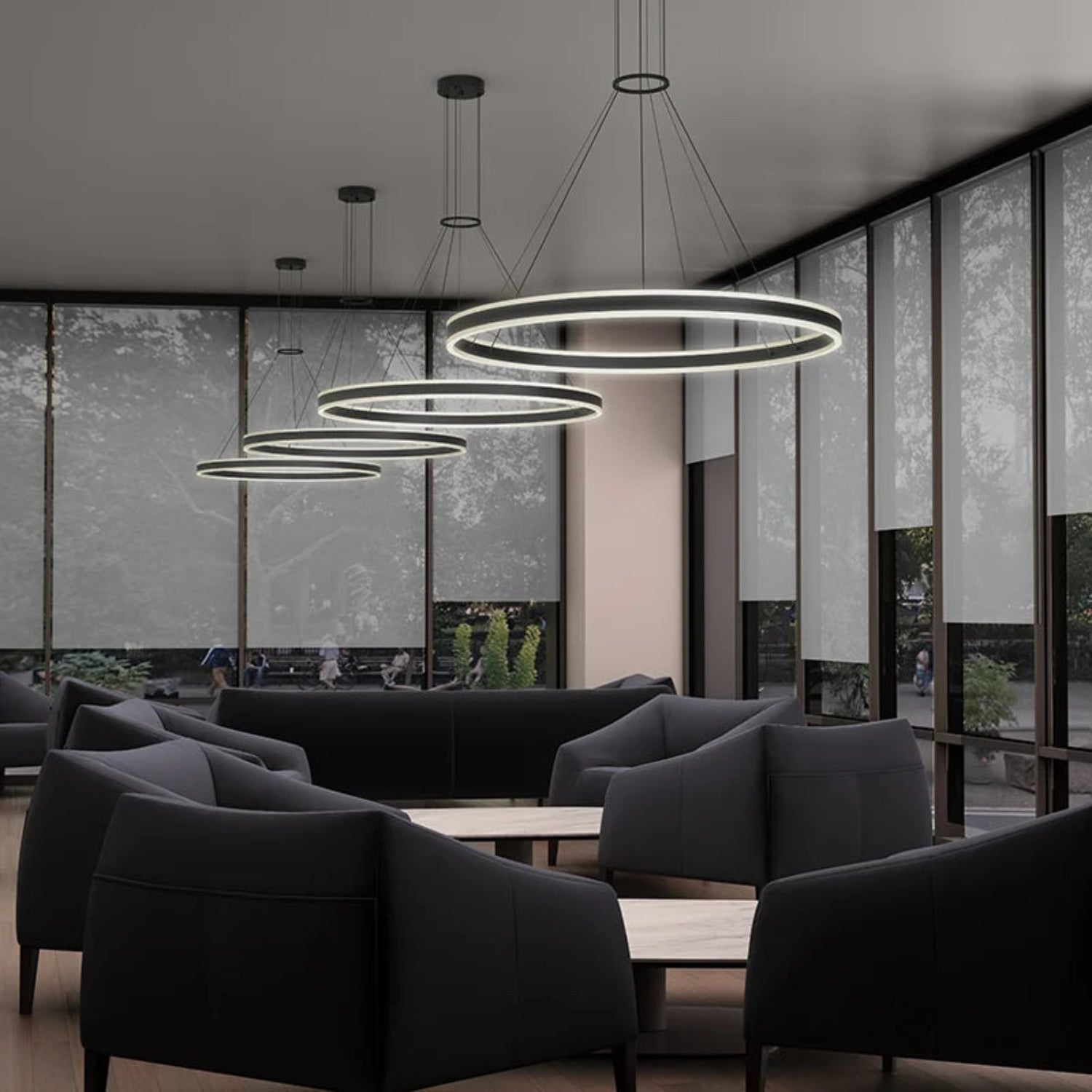Sonneman Double Corona Satin Black 2309.25 Pendant