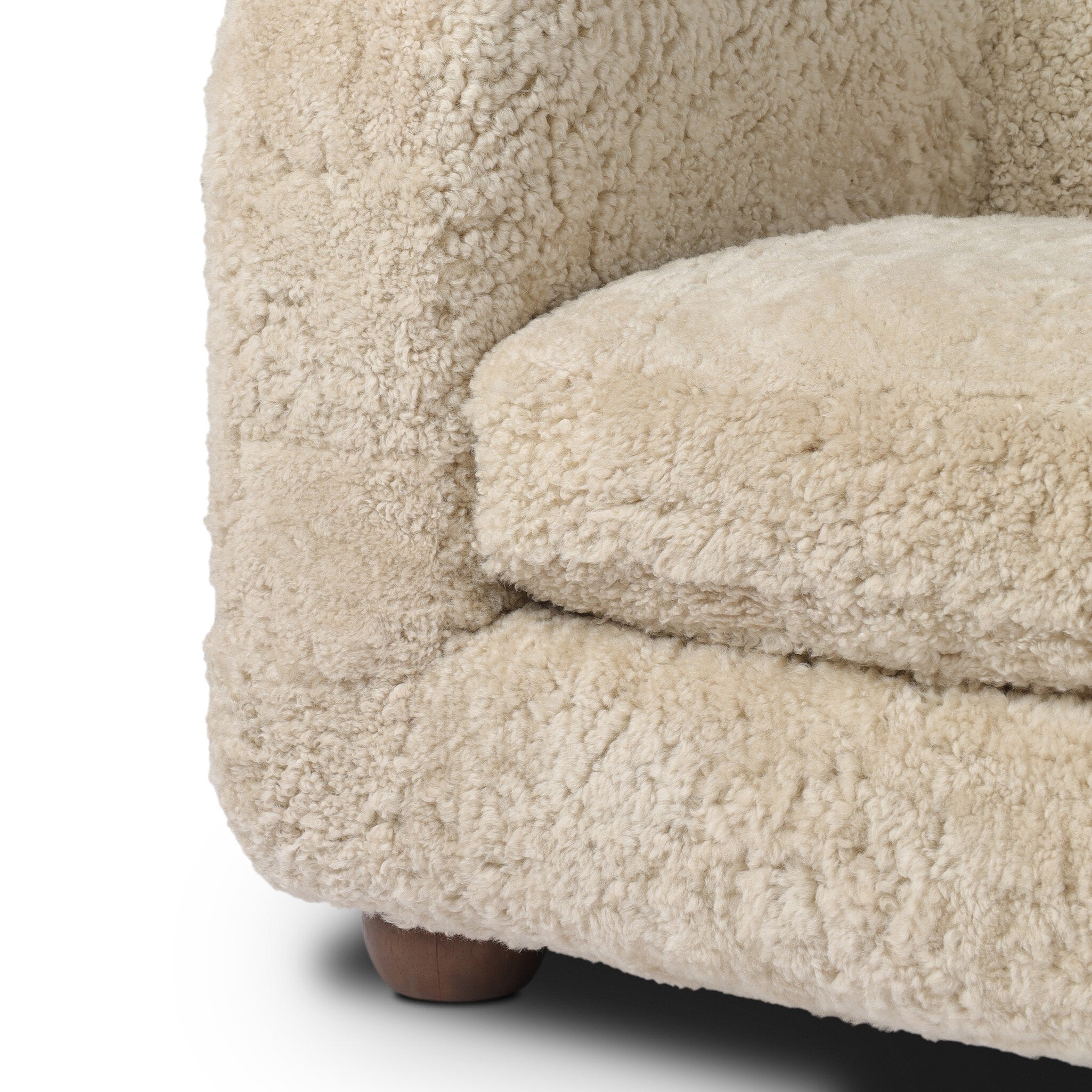 Four Hands Gidget Beige Shearling Sofa — construction detail