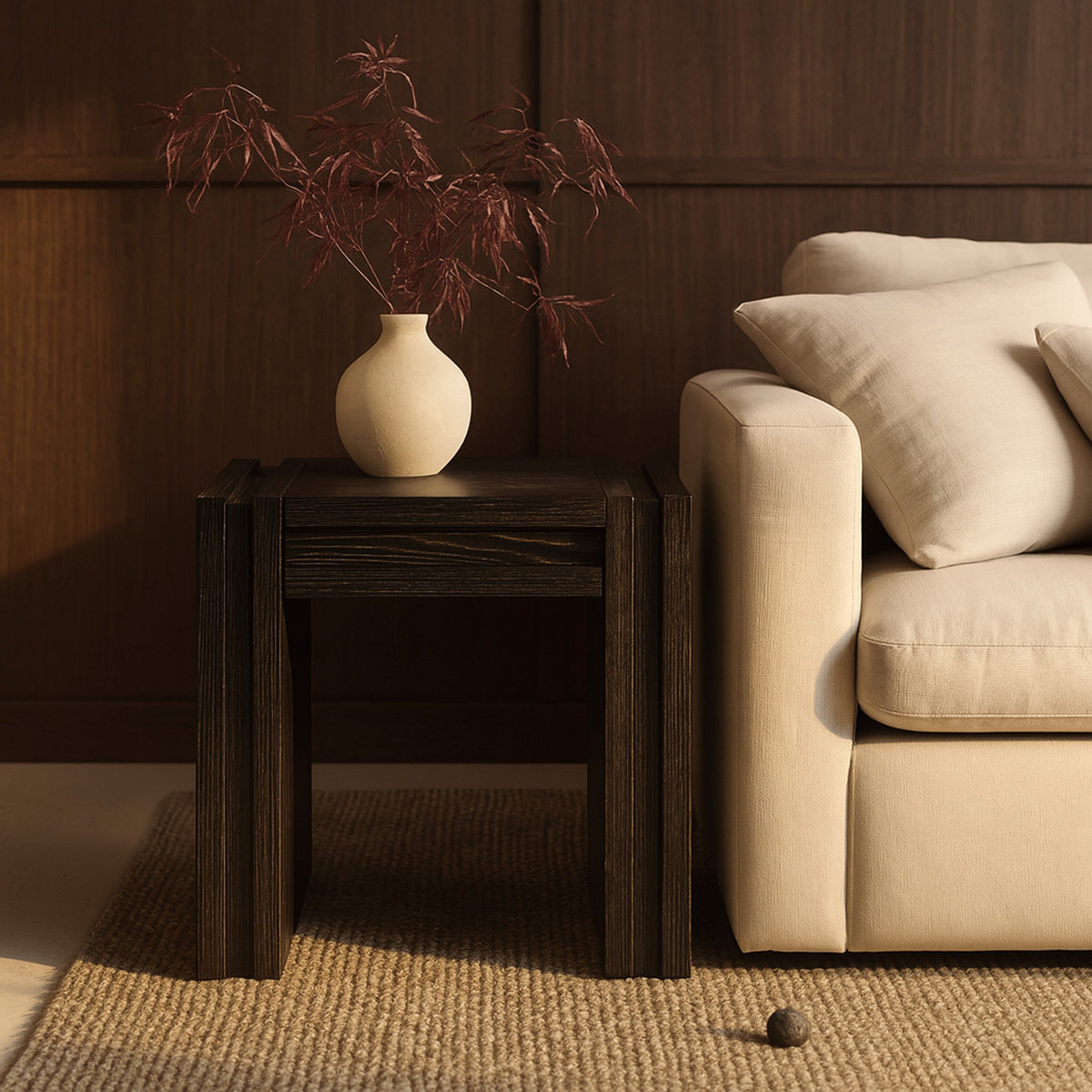 Stanton Brown Oak Veneer And Solid Wood End Table Set of 2