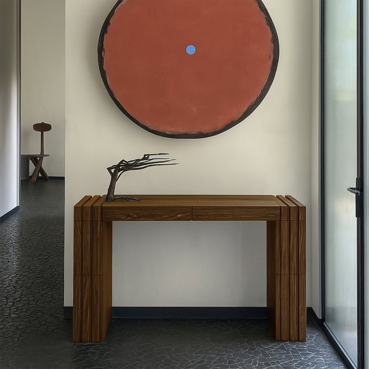 Stanton Brown Oak Veneer And Solid Wood Console Table