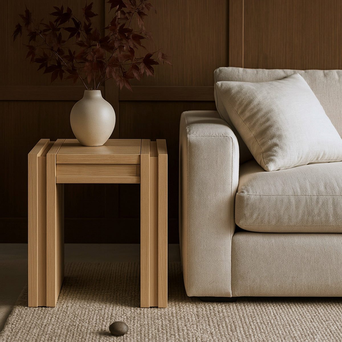 Stanton Natural Oak Veneer And Solid Wood End Table Set of 2