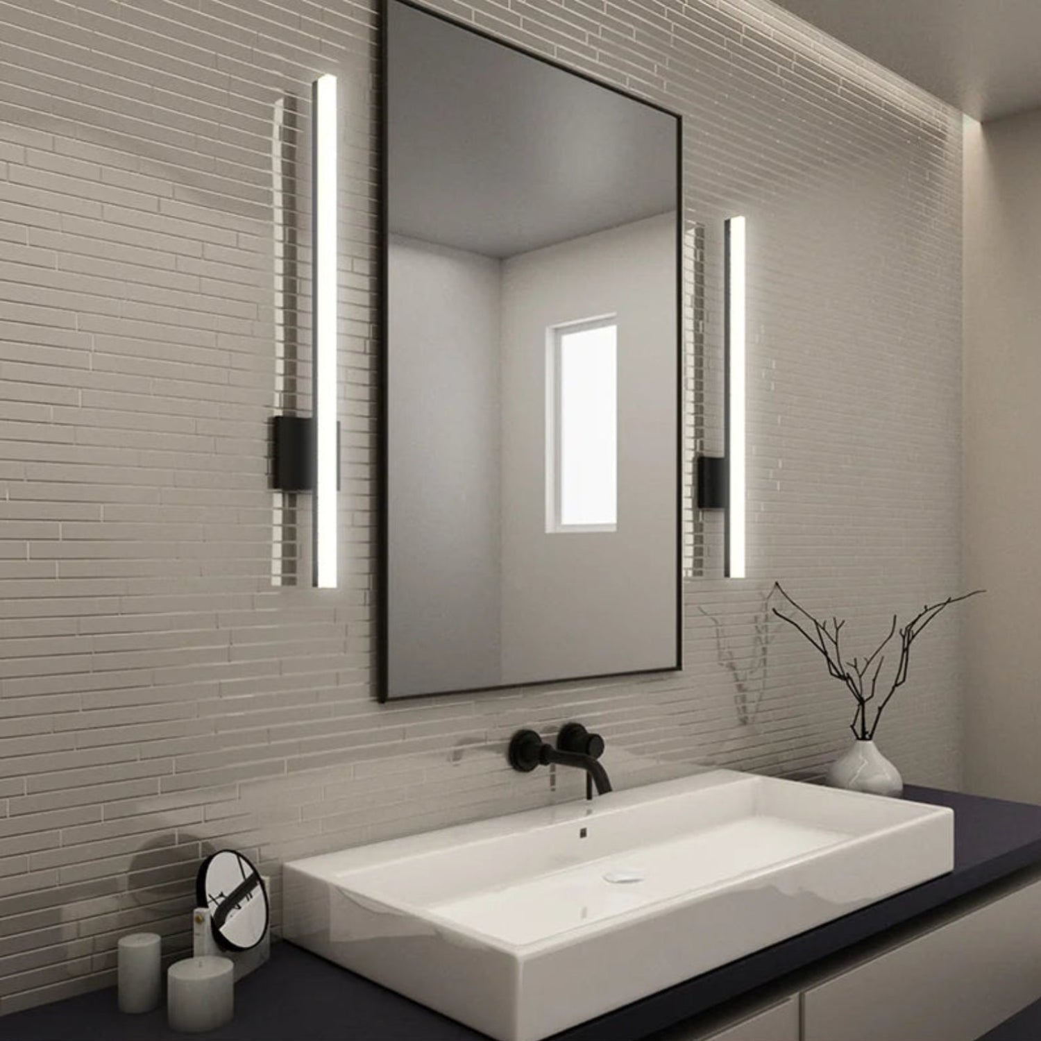 Sonneman Stiletto Satin Black 2342.25-DIM Bath And Vanity Light