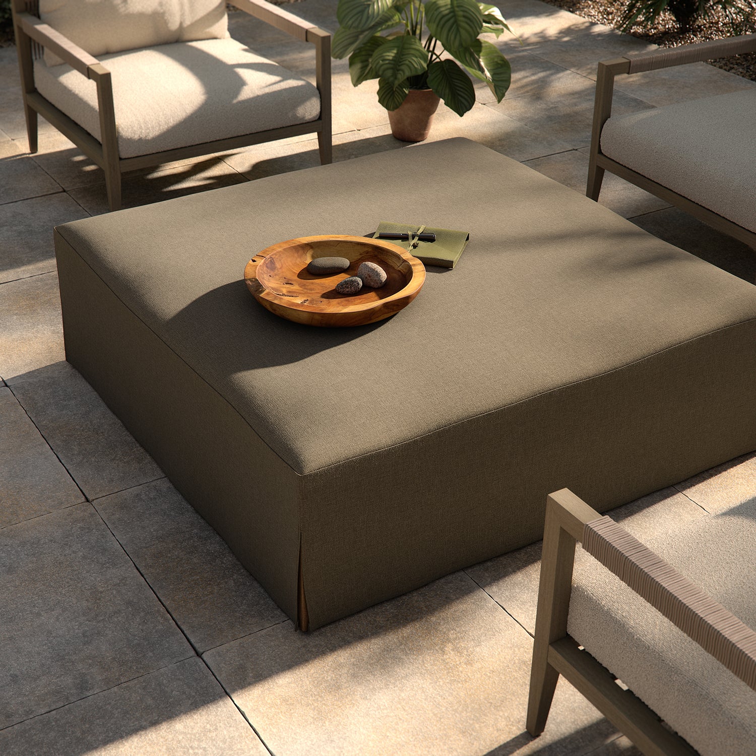 Four Hands Laskin Outdoor Ottoman - Final Sale