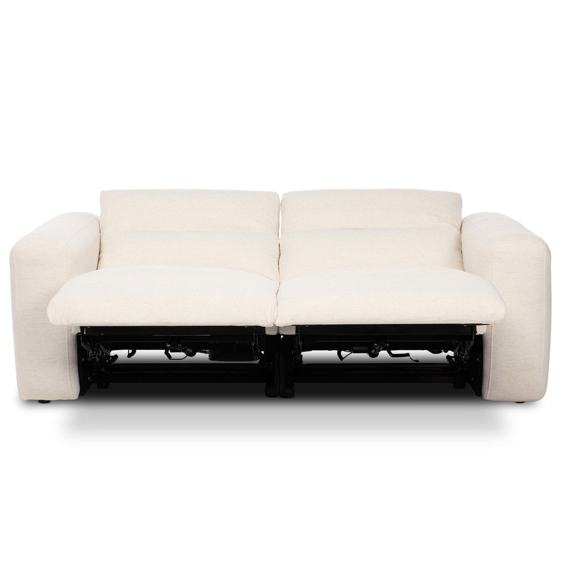 Four Hands Radley Crypton Nomad Snow Power Recliner 2 Piece Sectional Sofa shown open, surface texture