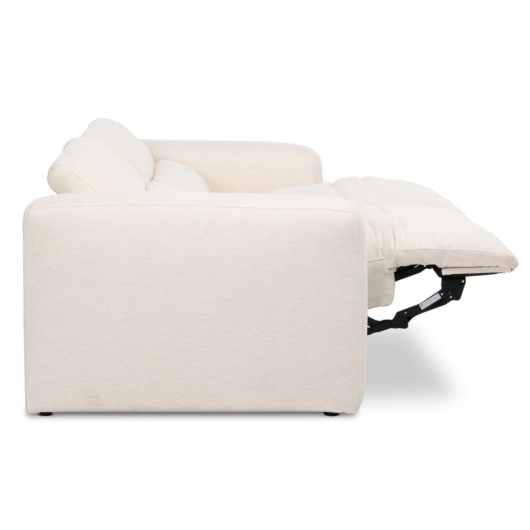 Four Hands Radley Crypton Nomad Snow Power Recliner 2 Piece Sectional Sofa shown open, craftsmanship close-up