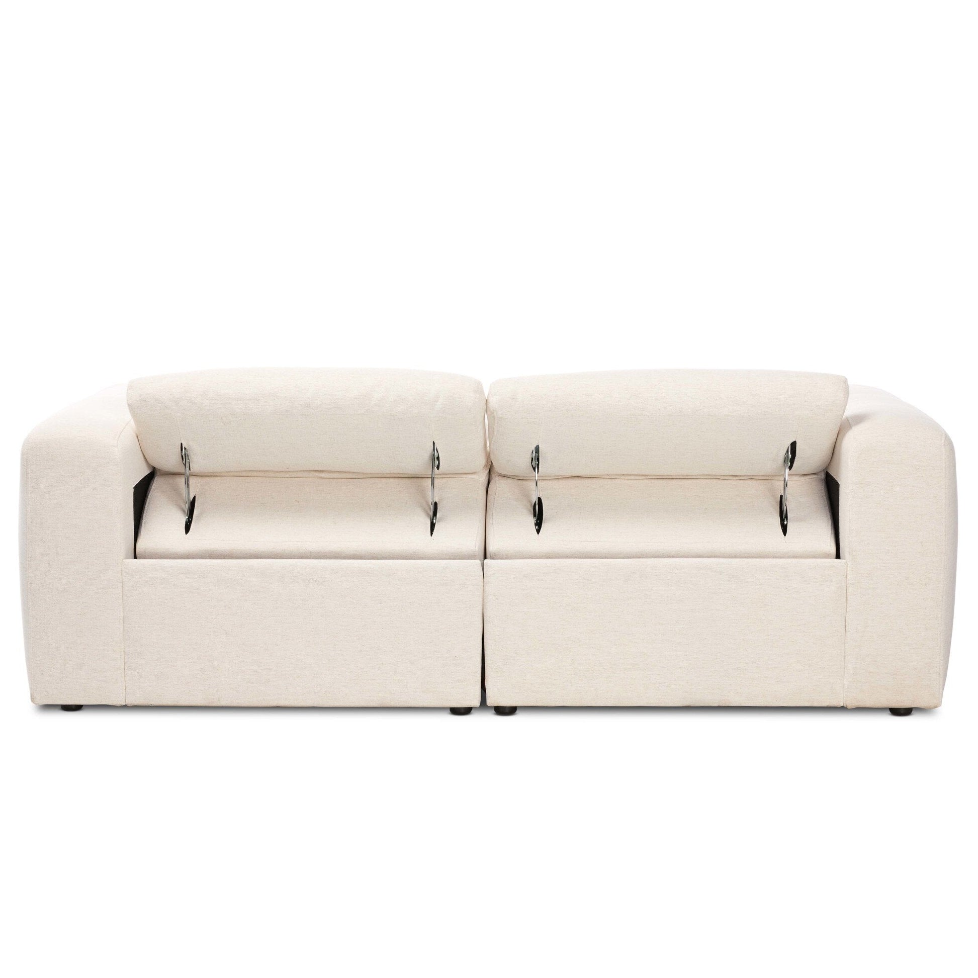 Four Hands Radley Crypton Nomad Snow Power Recliner 2 Piece Sectional Sofa shown open, base and legs