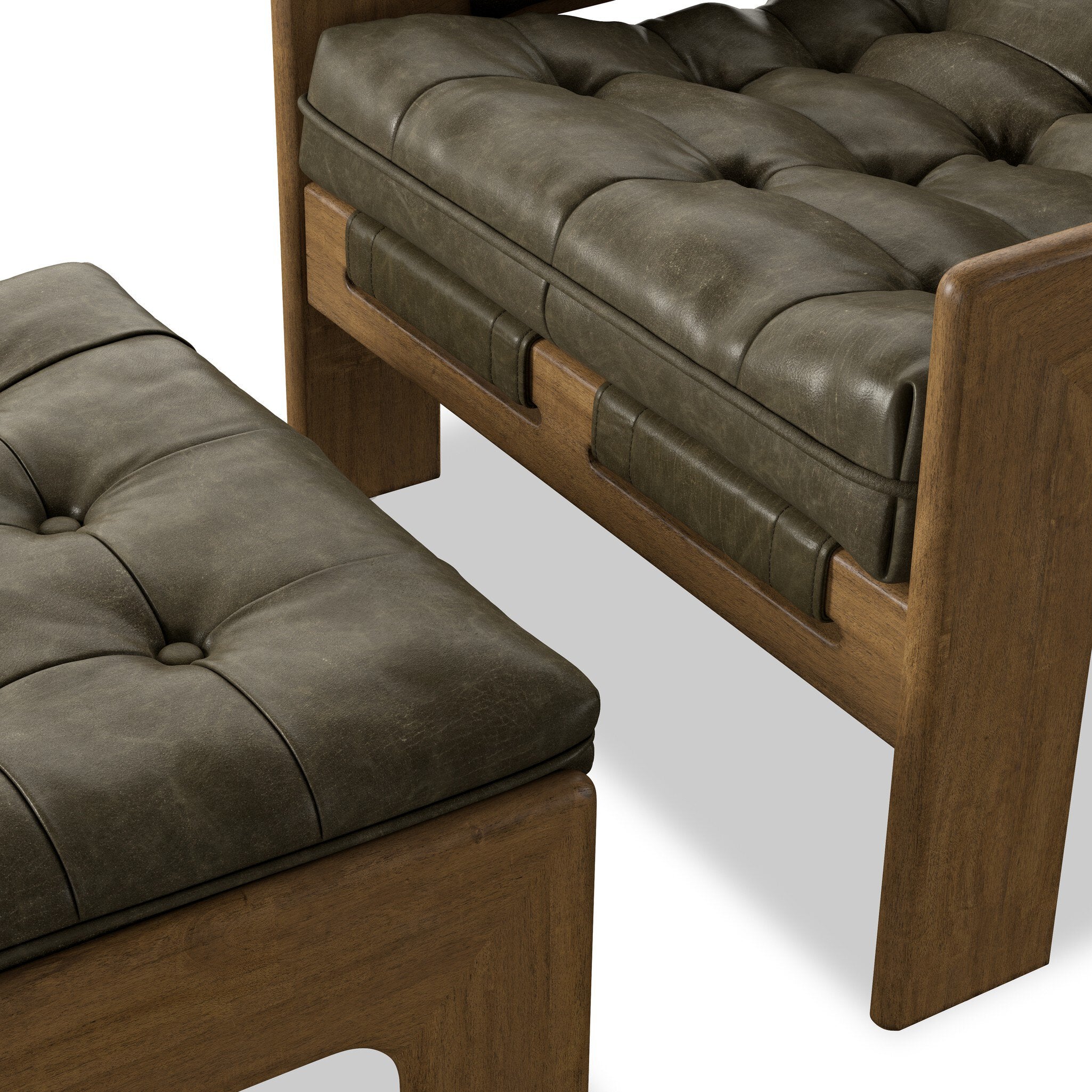 Four Hands Halston Dulane Moss Chair With Ottoman