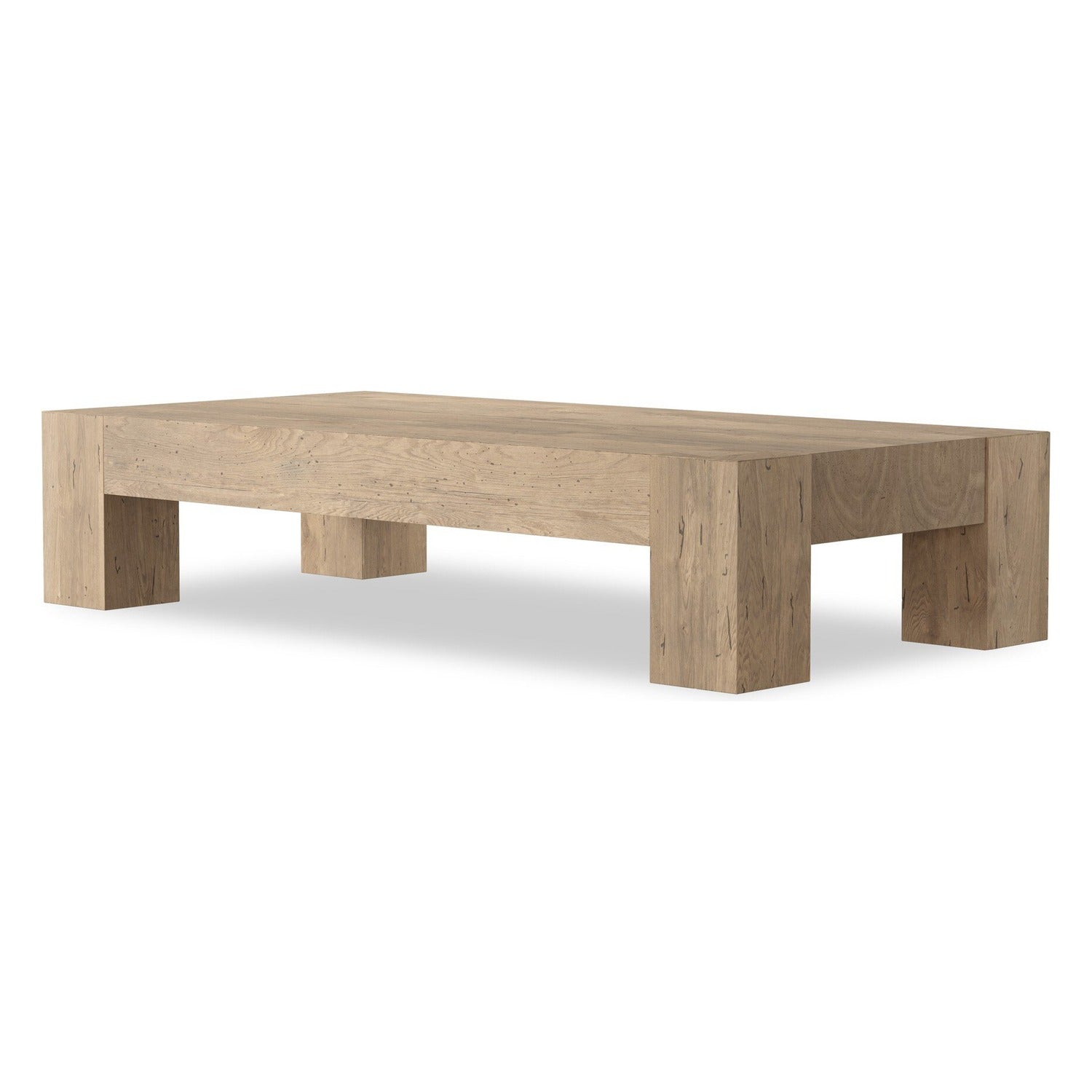 Four Hands Abaso Whitewash Rustic Rectangular Coffee Table