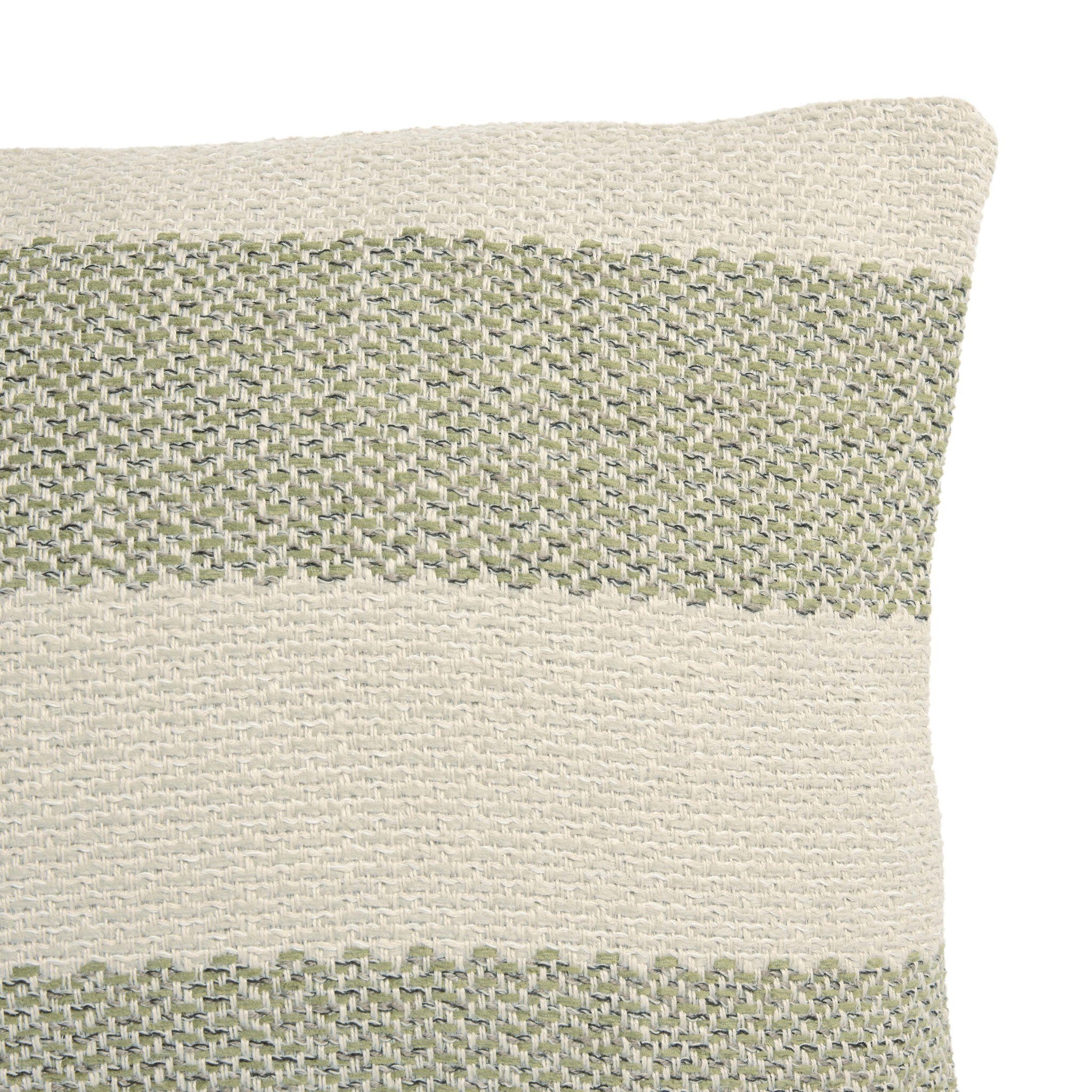 Four Hands Tarbett Stripe Tarbett Sage Outdoor Throw Pillow close-up detail 2