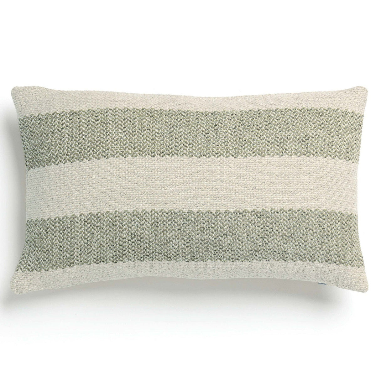 Four Hands Tarbett Stripe Tarbett Sage Outdoor Throw Pillow styled view