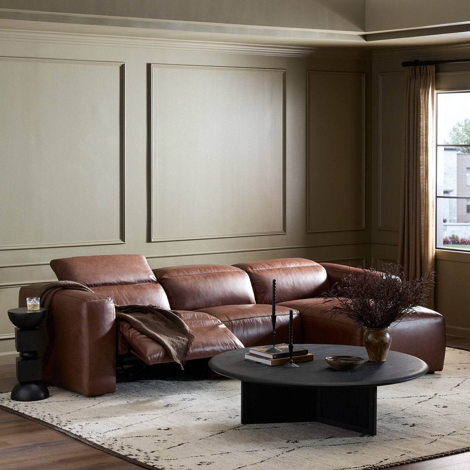 Four Hands Radley Power Recliner 3-Piece Sectional Sofa with Chaise