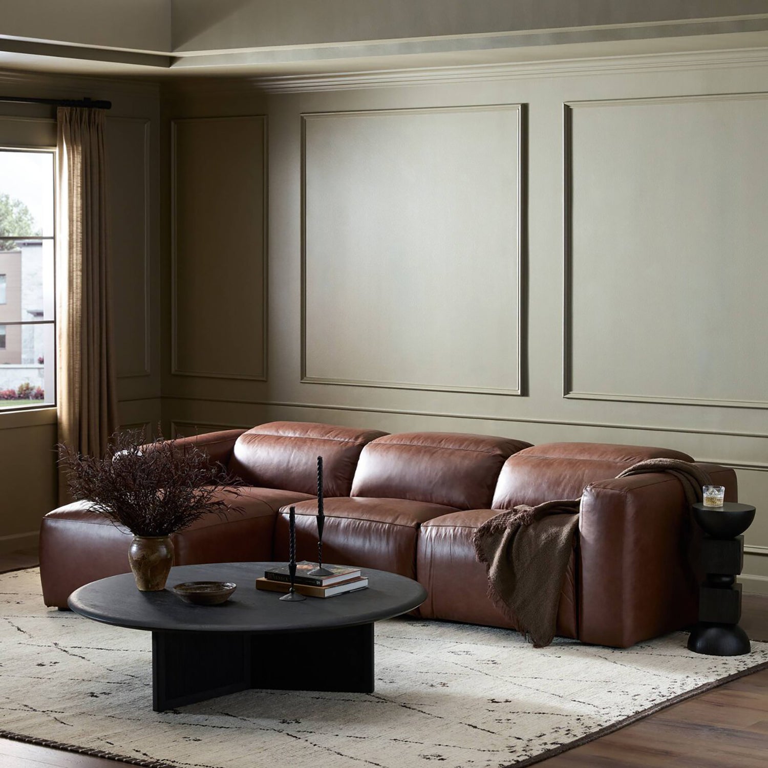 Four Hands Radley Power Recliner 3-Piece Sectional Sofa with Chaise