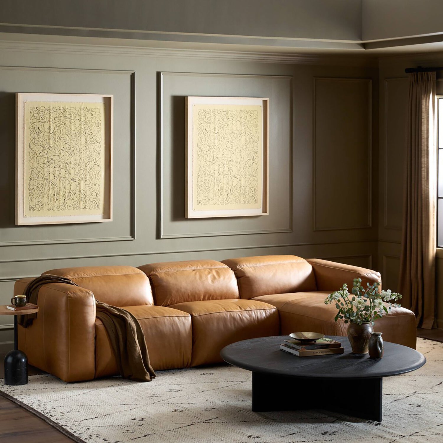 Four Hands Radley Power Recliner 3-Piece Sectional Sofa with Chaise