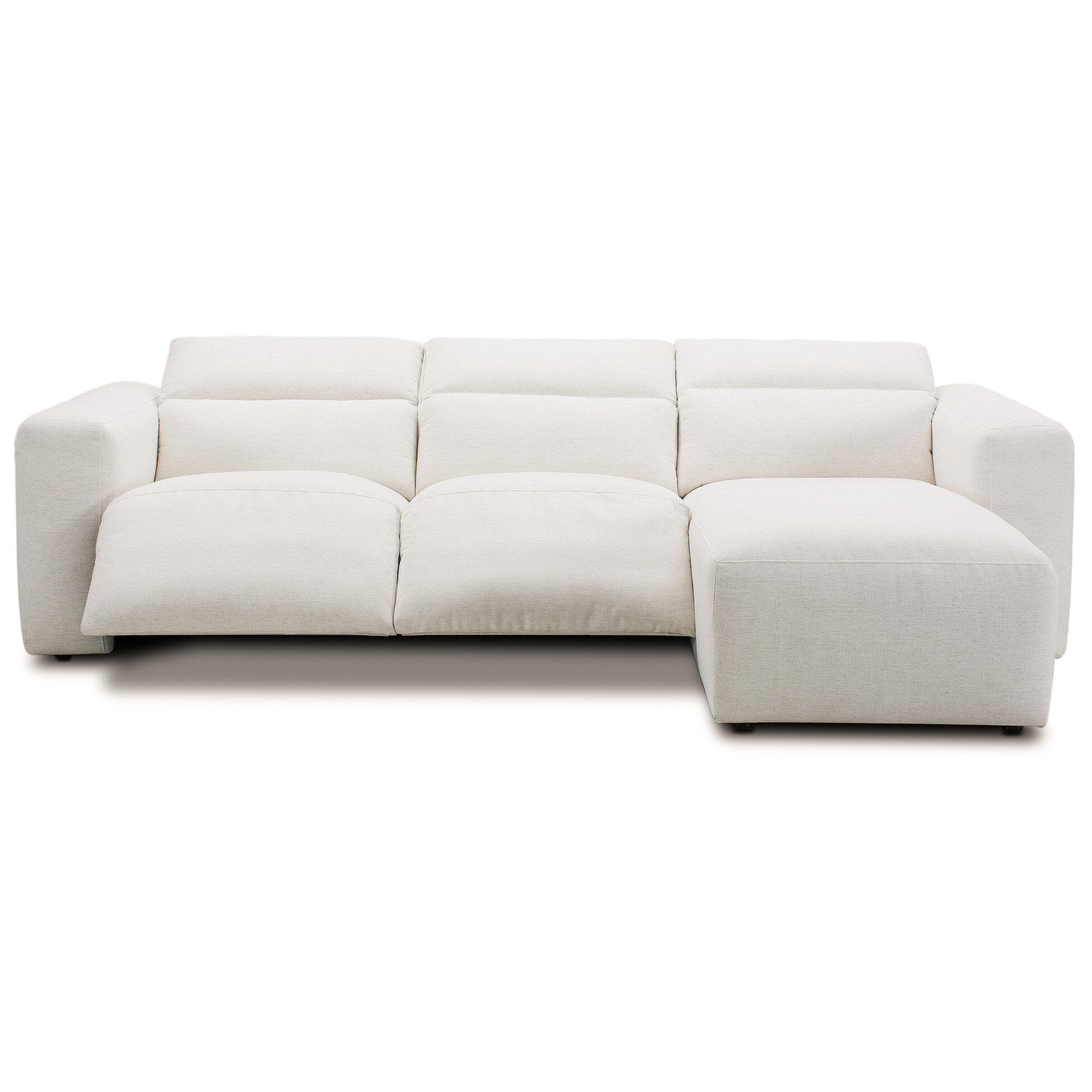 Four Hands Radley Crypton Nomad Snow Power Recliner 3 Piece Sectional Sofa w/Chaise shown with doors open