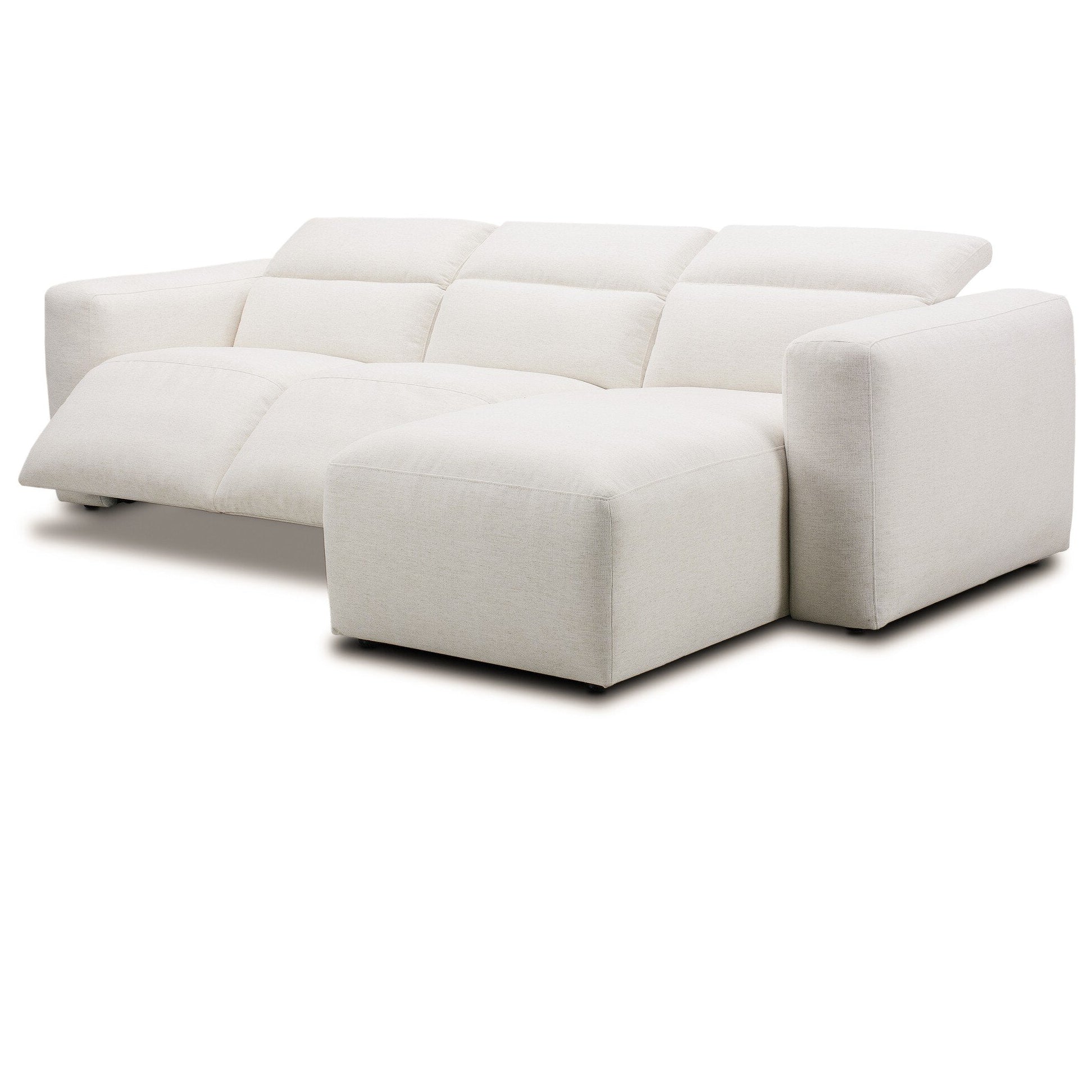 Four Hands Radley Crypton Nomad Snow Power Recliner 3 Piece Sectional Sofa w/Chaise shown with doors open 2