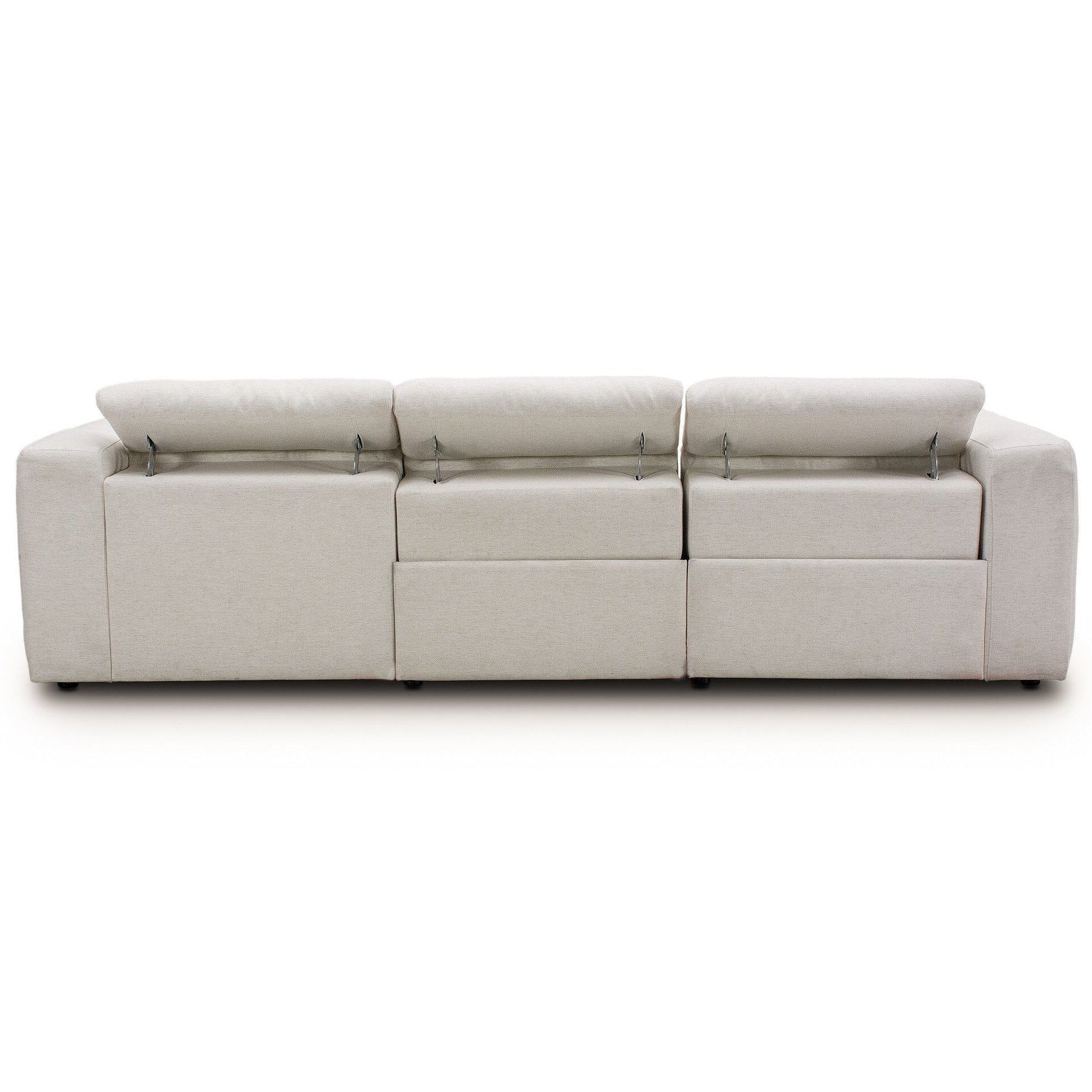 Four Hands Radley Crypton Nomad Snow Power Recliner 3 Piece Sectional Sofa w/Chaise shown with doors open 4
