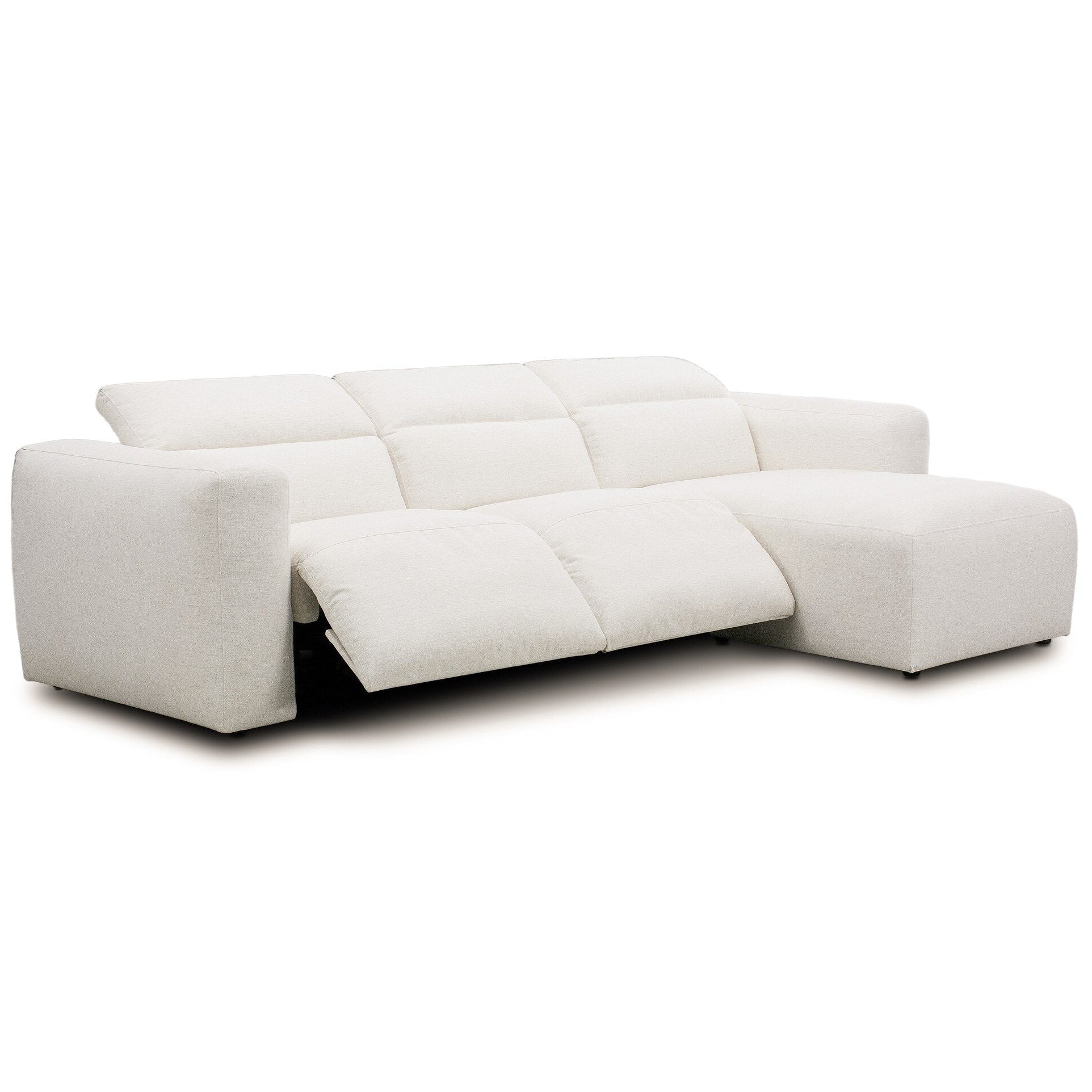 Four Hands Radley Crypton Nomad Snow Power Recliner 3 Piece Sectional Sofa w/Chaise shown with doors open 5