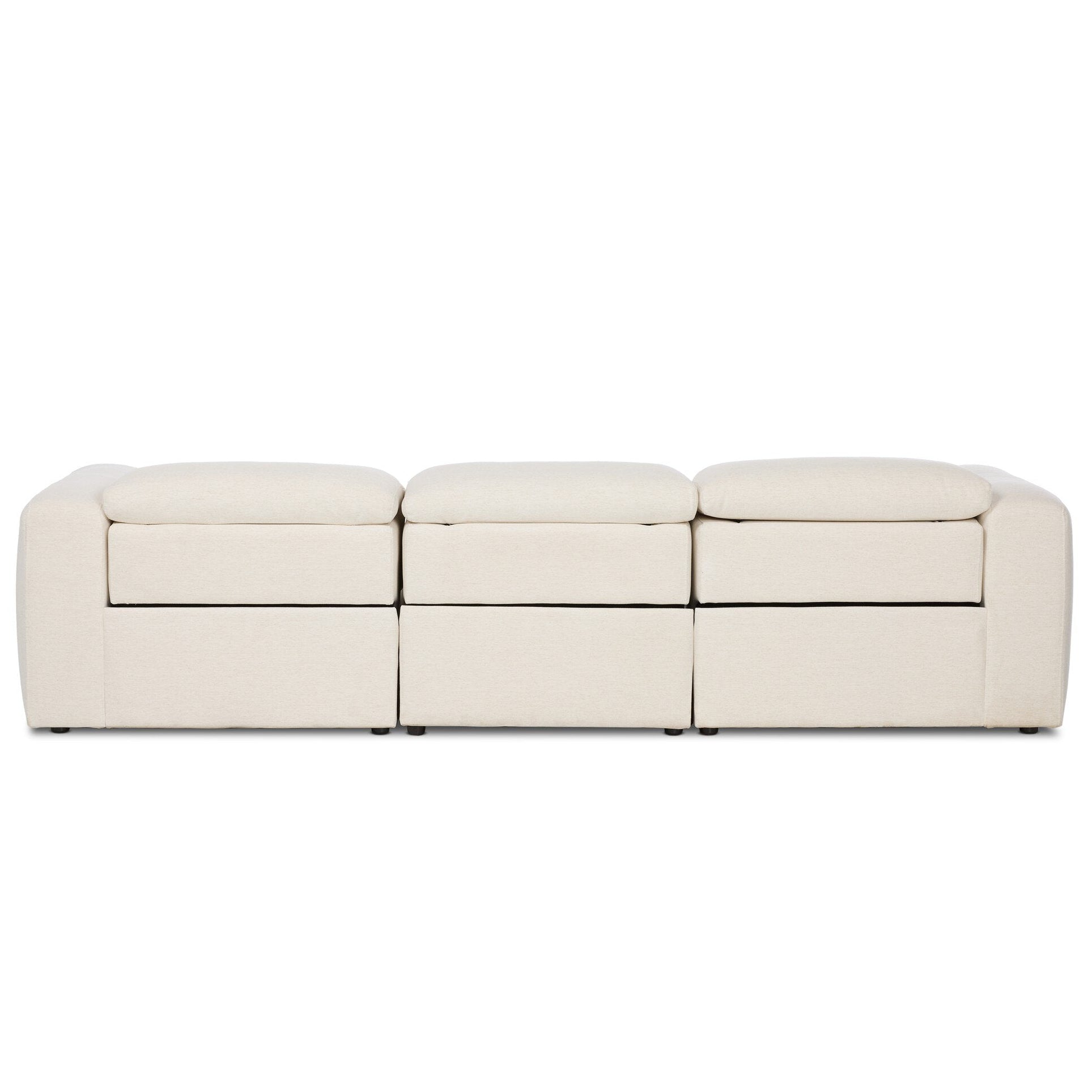Four Hands Radley Crypton Nomad Snow Power Recliner 3 Piece Sectional Sofa back view