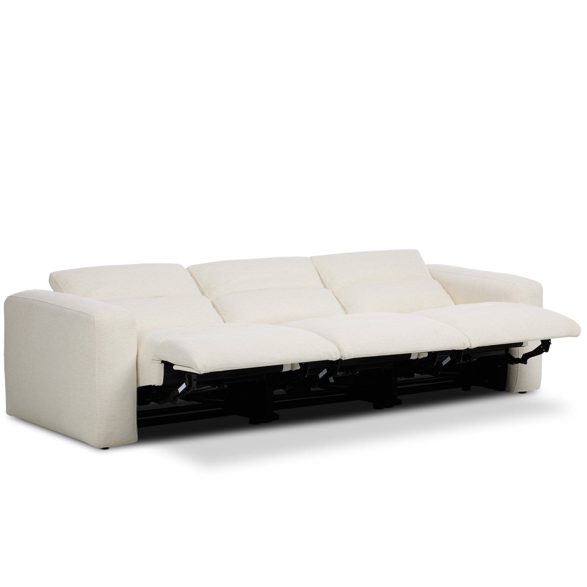 Four Hands Radley Crypton Nomad Snow Power Recliner 3 Piece Sectional Sofa shown with doors open 2