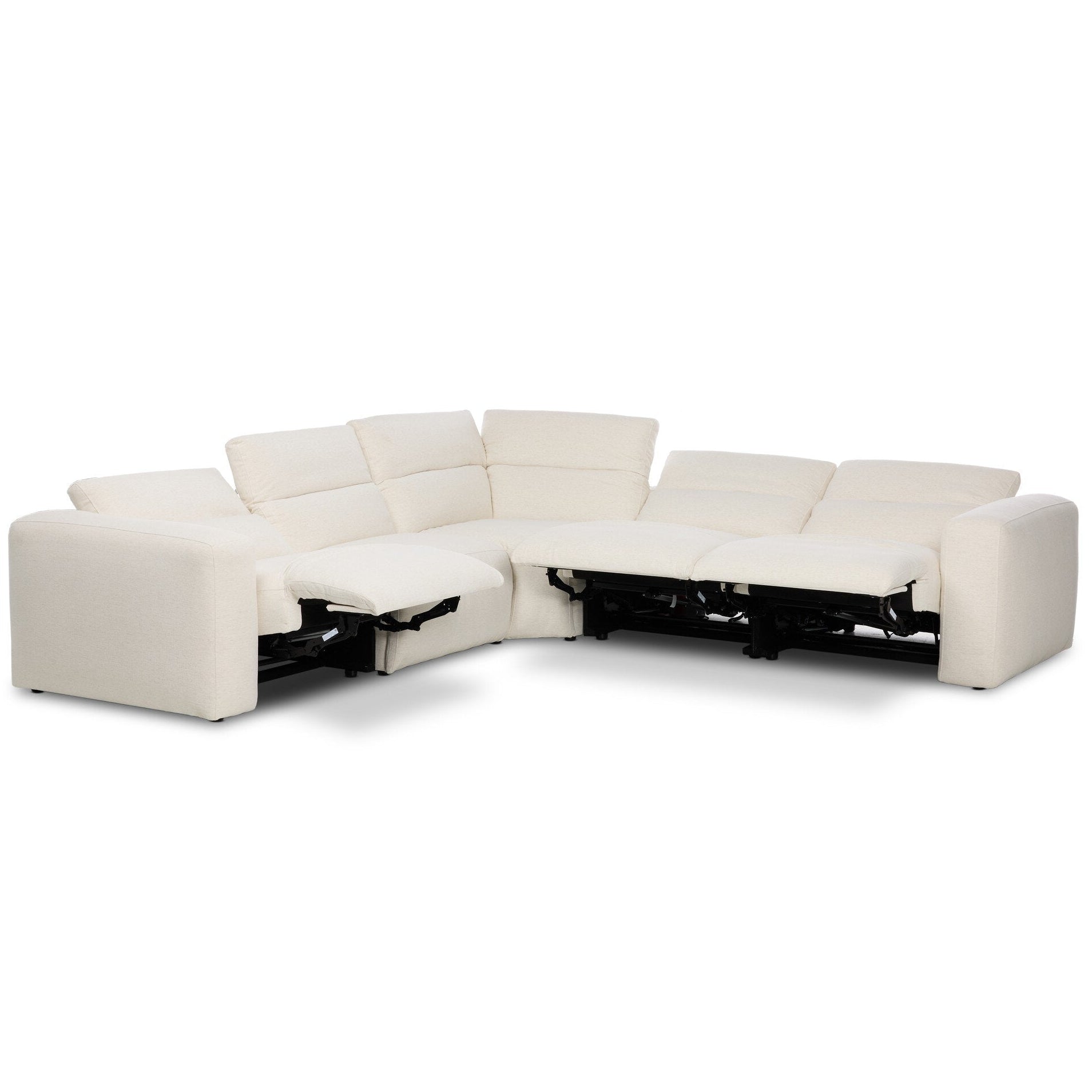 Four Hands Radley Crypton Nomad Snow Power Recliner 5 Piece Sectional Sofa shown with doors open