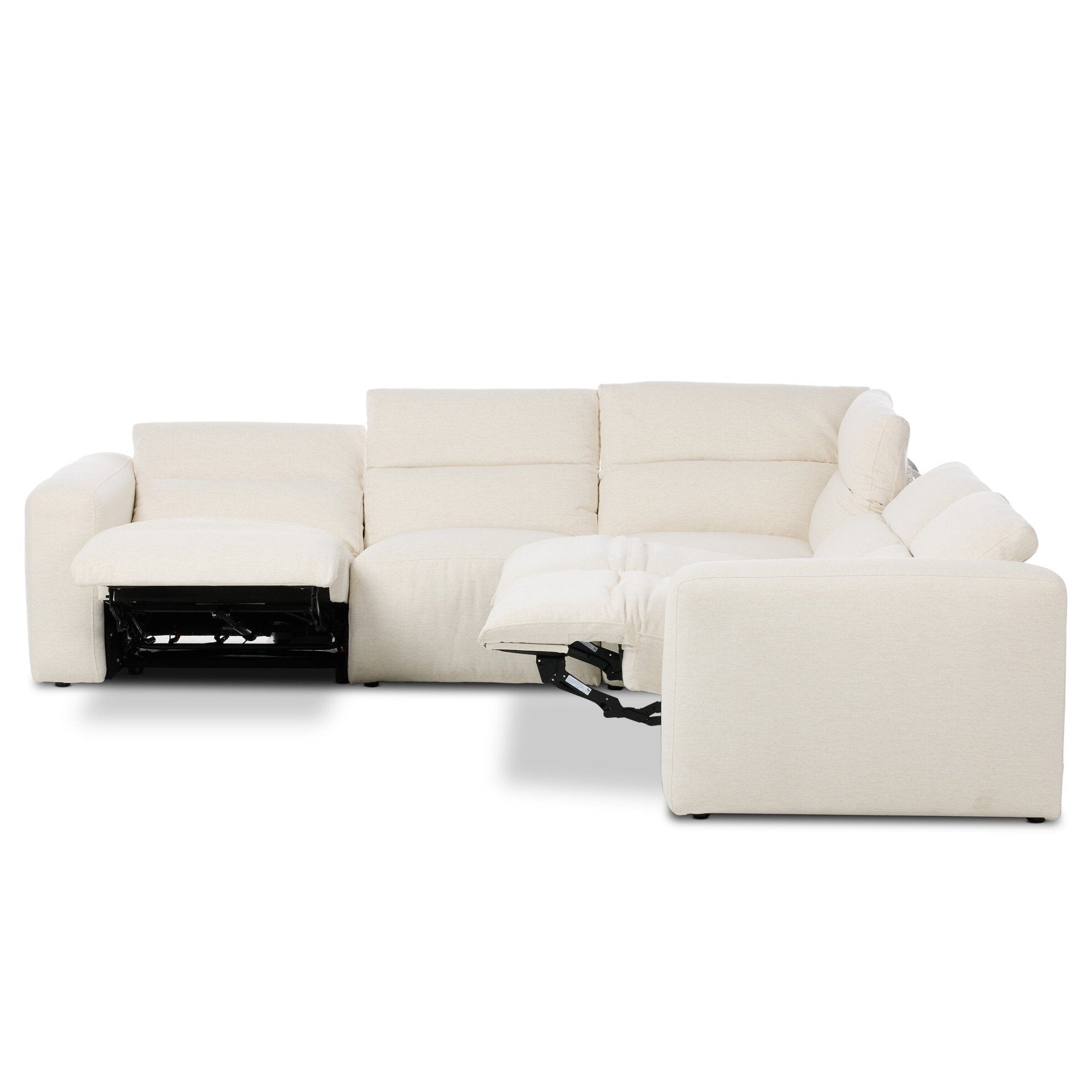 Four Hands Radley Crypton Nomad Snow Power Recliner 5 Piece Sectional Sofa shown with doors open 3