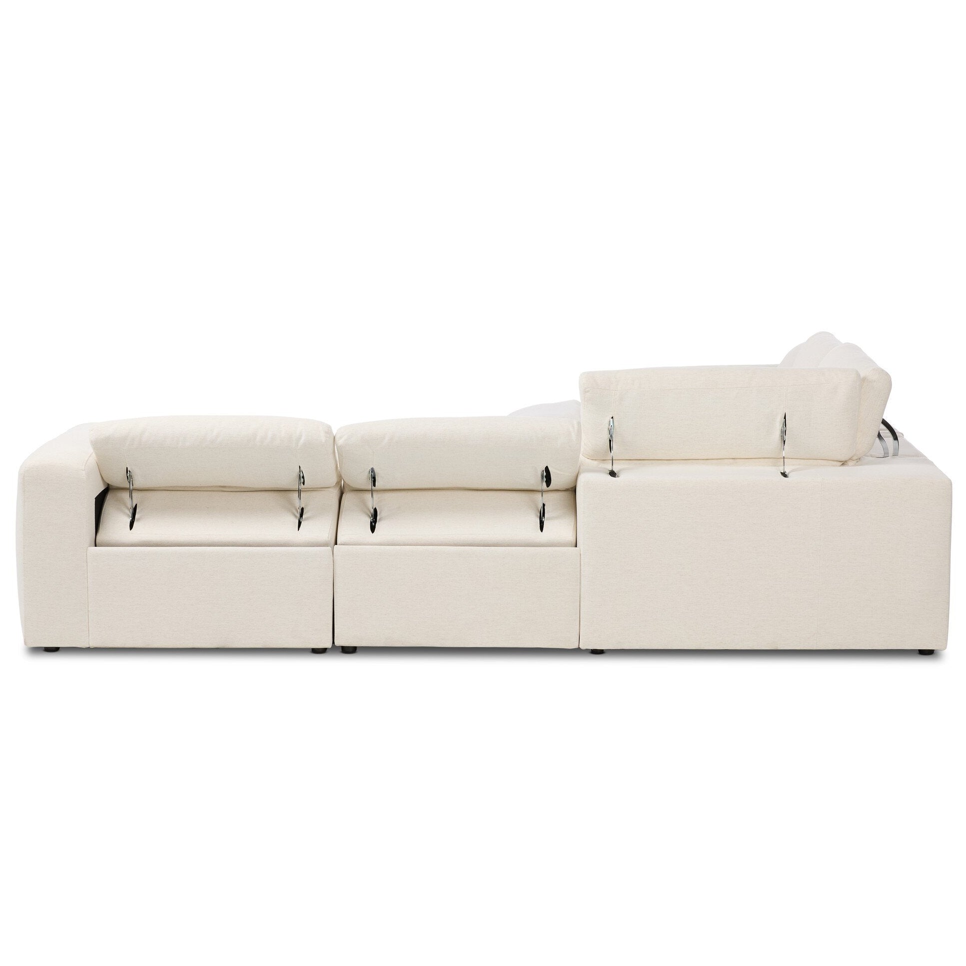 Four Hands Radley Crypton Nomad Snow Power Recliner 5 Piece Sectional Sofa shown with doors open 4