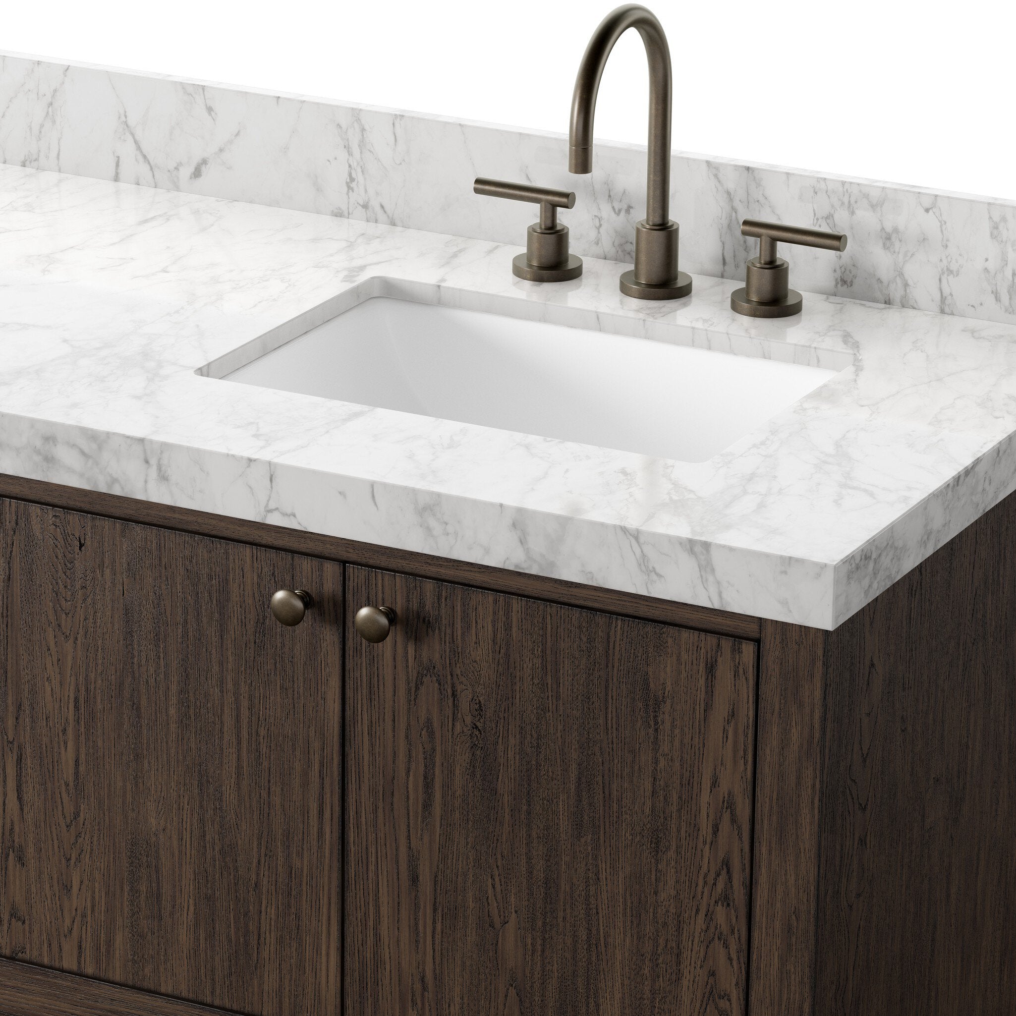 Four Hands Anthem Satin Espresso Oak Double Vanity close-up detail 3