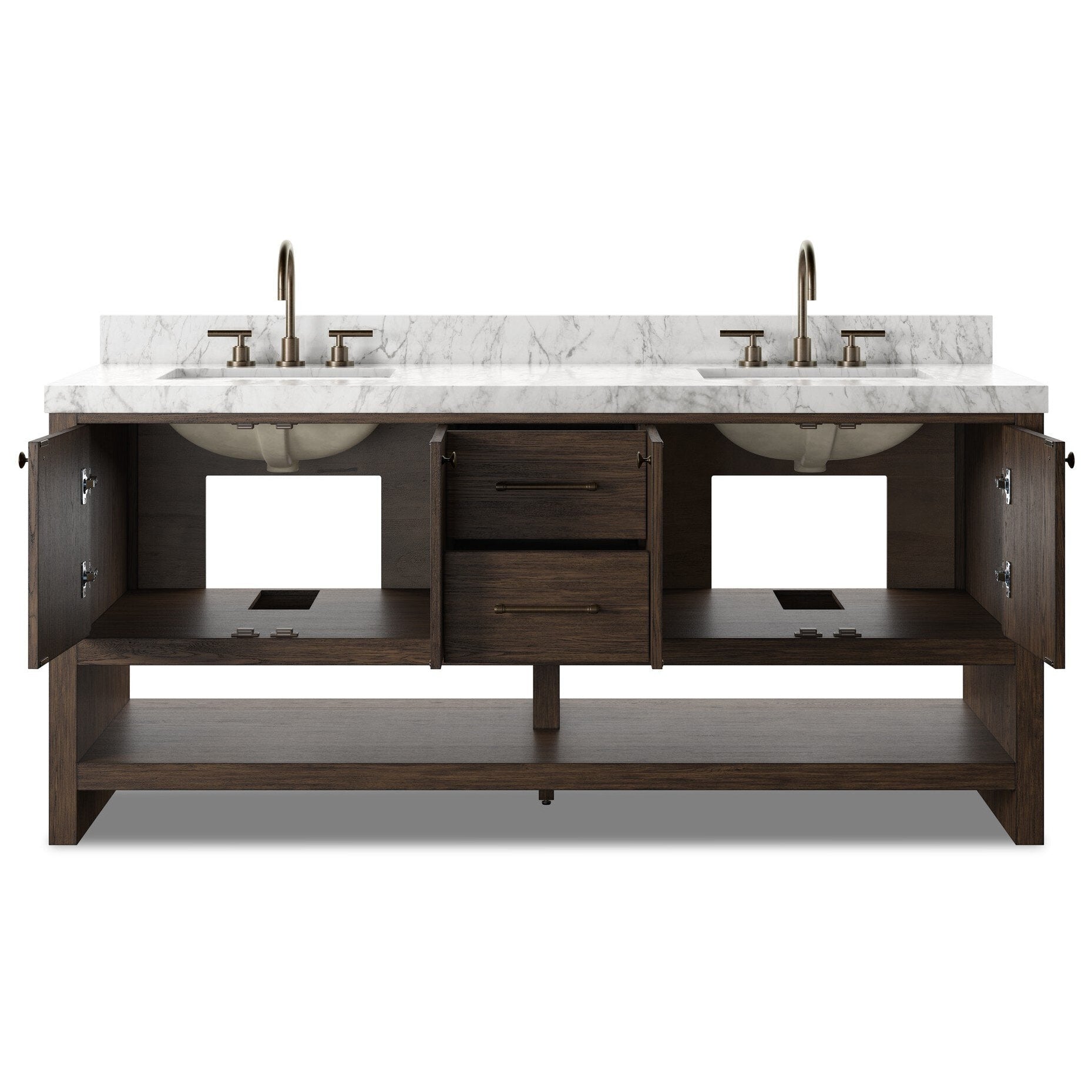 Four Hands Anthem Satin Espresso Oak Double Vanity close-up detail 4