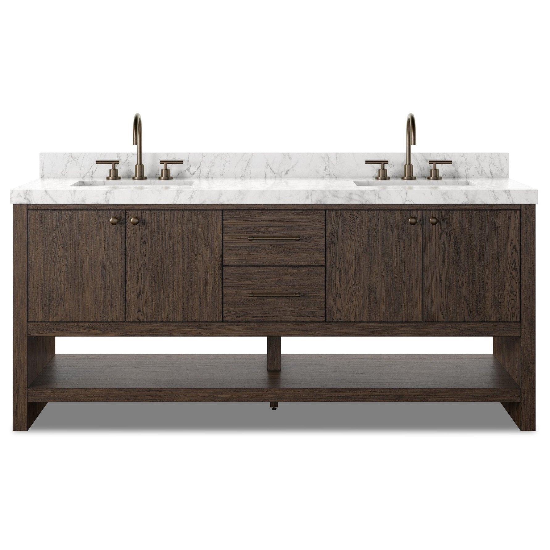 Four Hands Anthem Satin Espresso Oak Double Vanity front view