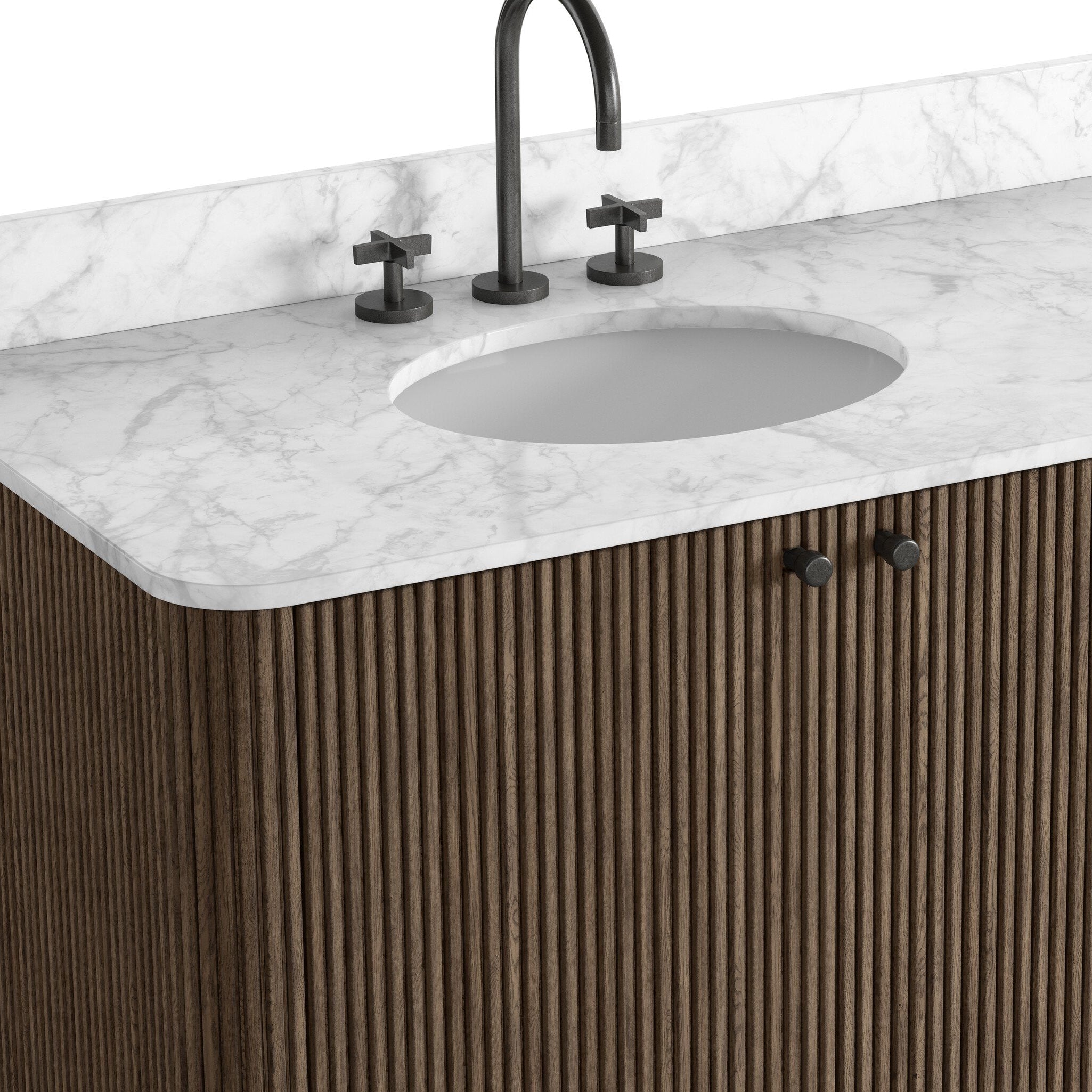 Four Hands Malden Satin Espresso Oak Double Vanity close-up detail 4