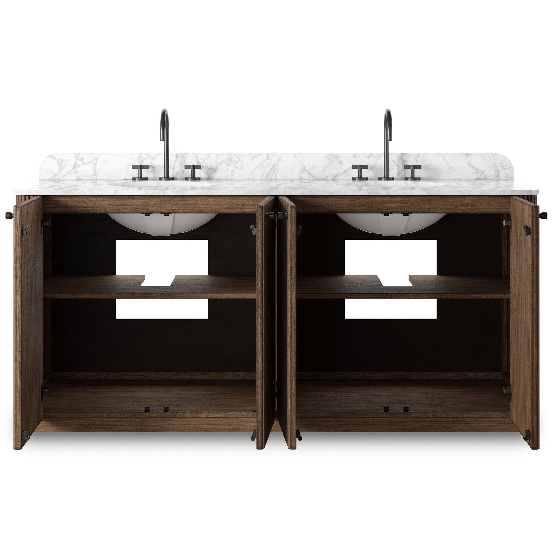 Four Hands Malden Satin Espresso Oak Double Vanity close-up detail 5