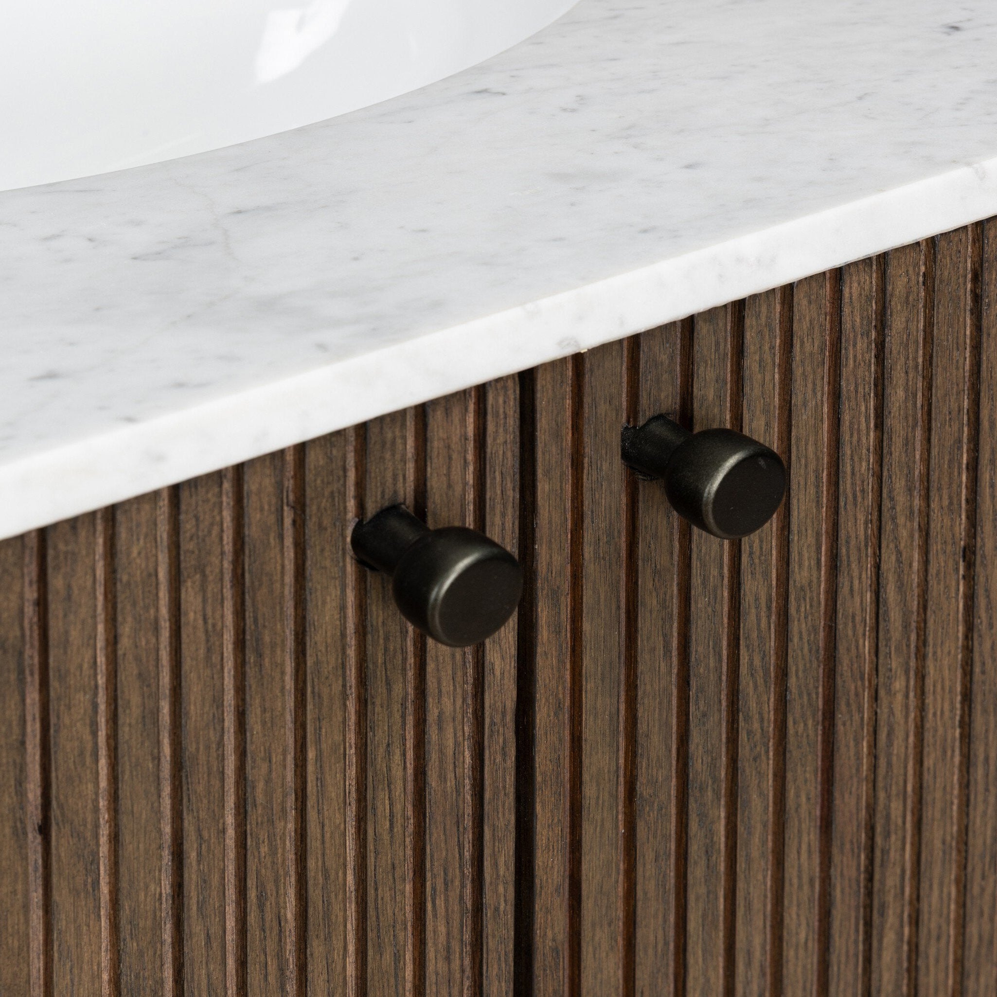 Four Hands Malden Satin Espresso Oak Double Vanity close-up detail 6