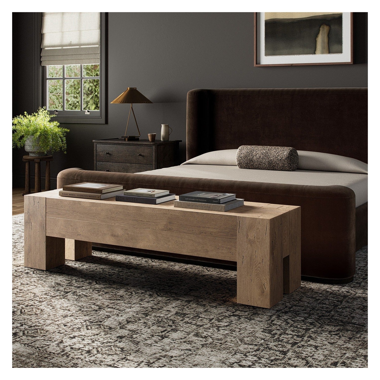 Four Hands Abaso Whitewash Rustic Accent Bench