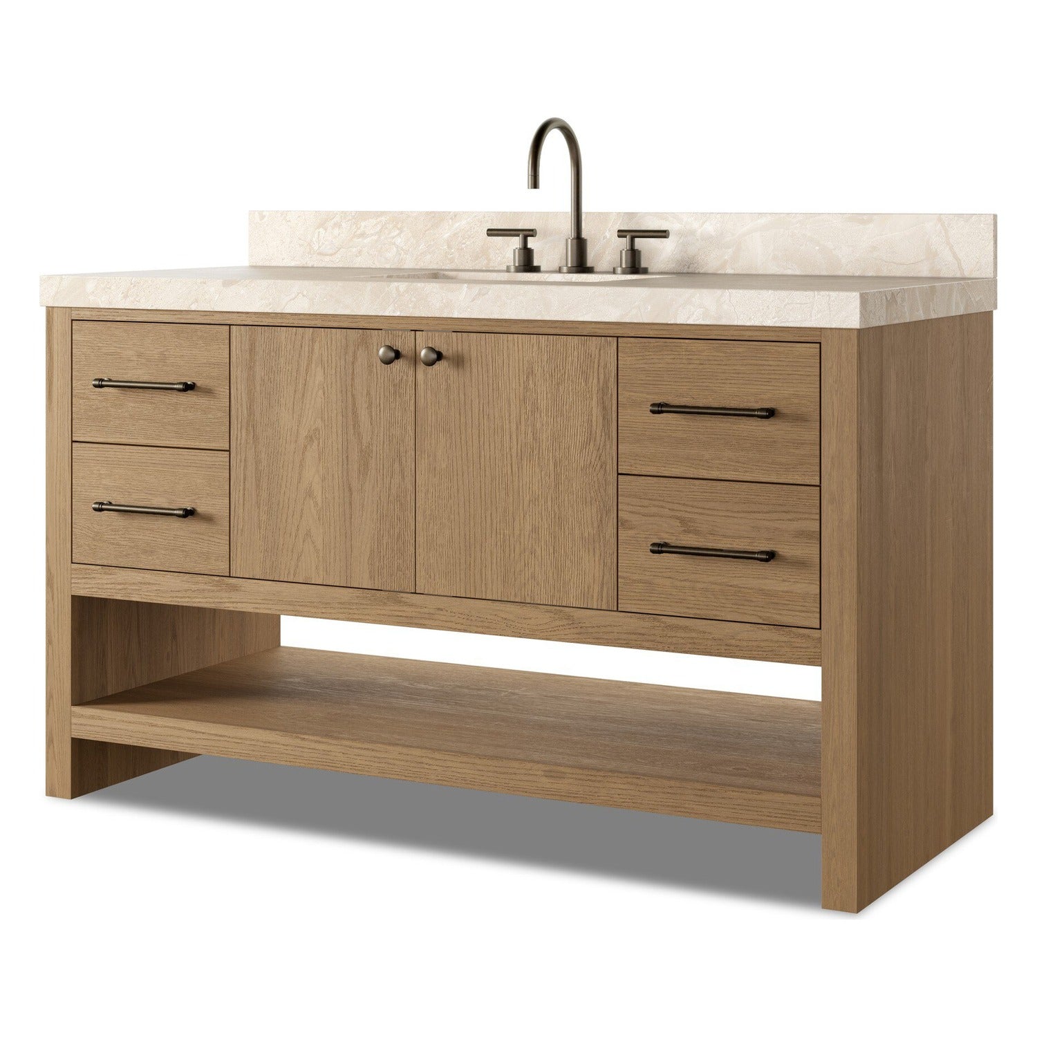 Four Hands Anthem Satin Light Wash Oak Single Wide Vanity