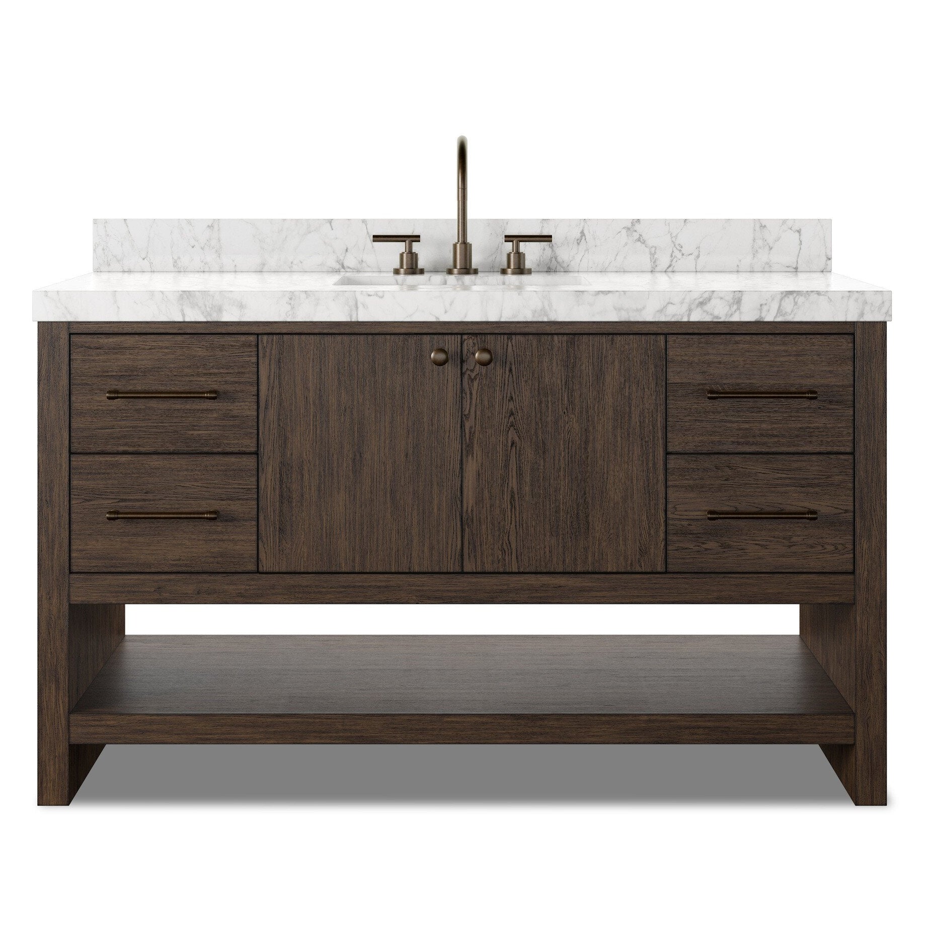 Four Hands Anthem Satin Espresso Oak Single Wide Vanity - front view