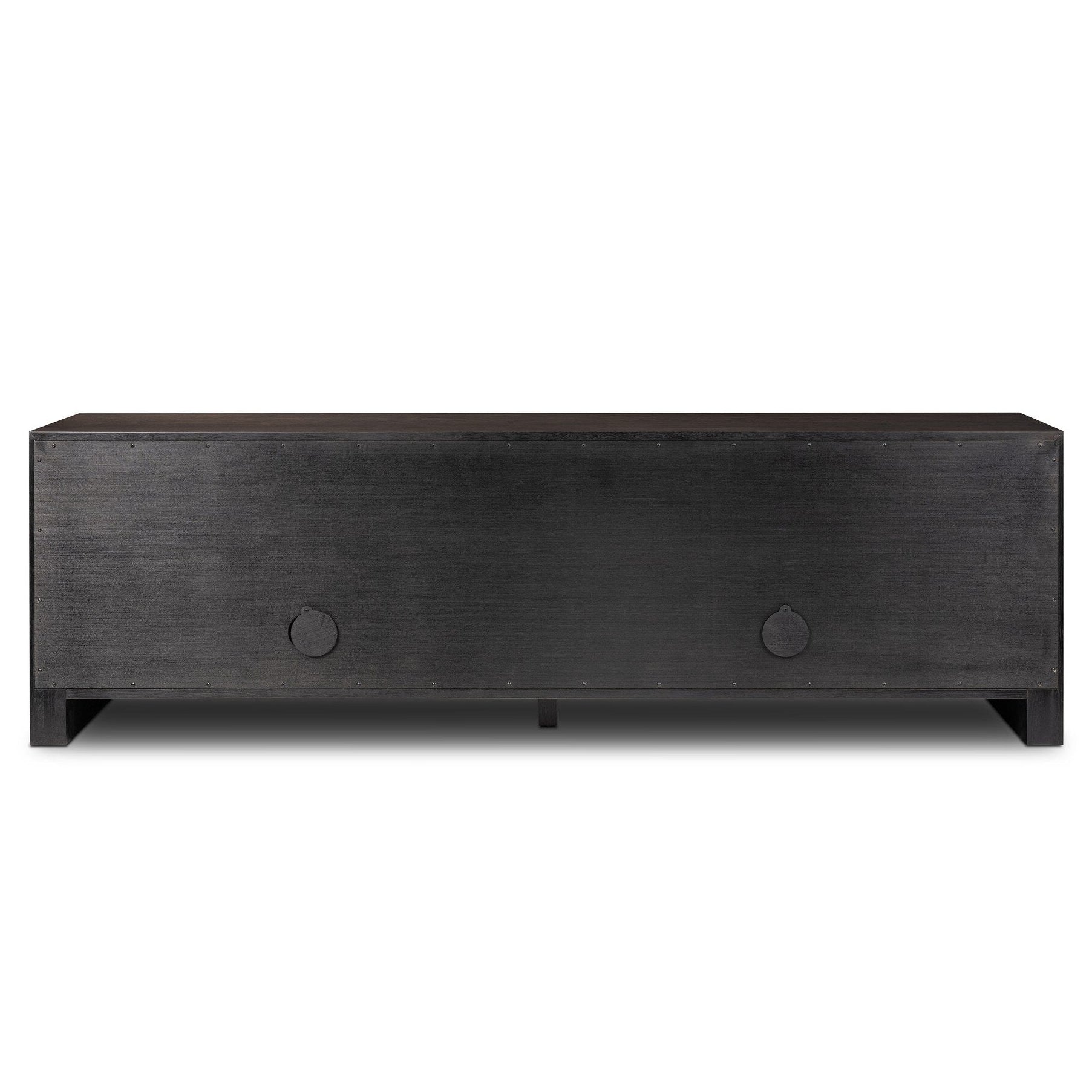 Four Hands Chalmers Smoked Black Resawn Oak Media Console back view