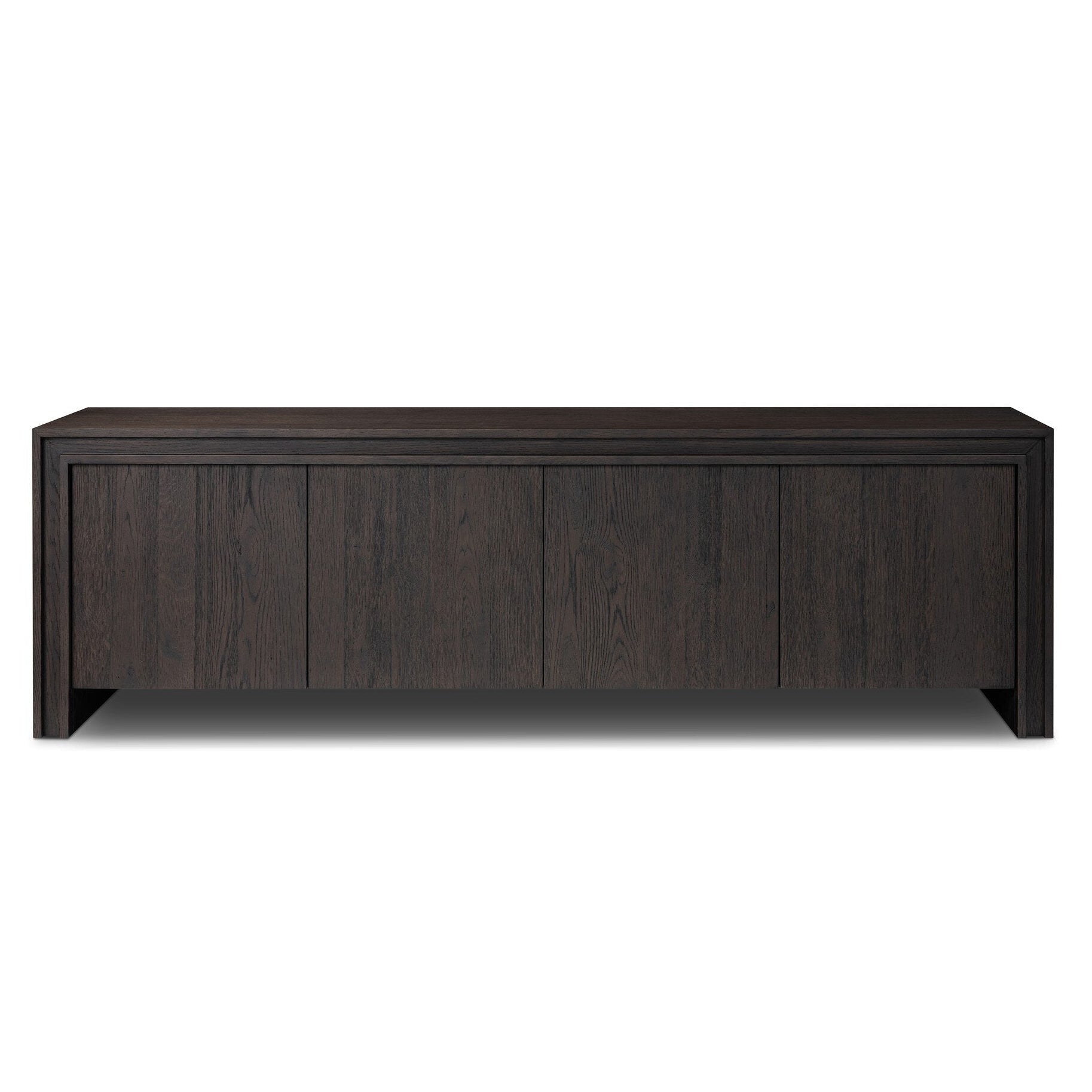 Four Hands Chalmers Smoked Black Resawn Oak Media Console front view
