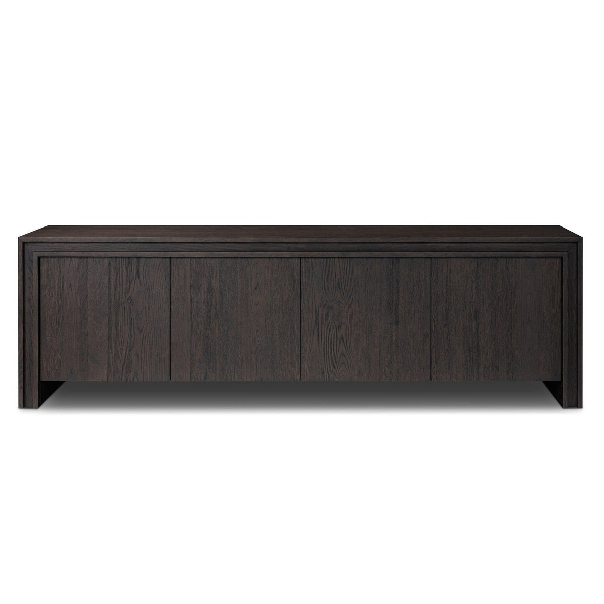 Four Hands Chalmers Smoked Black Resawn Oak Media Console front view