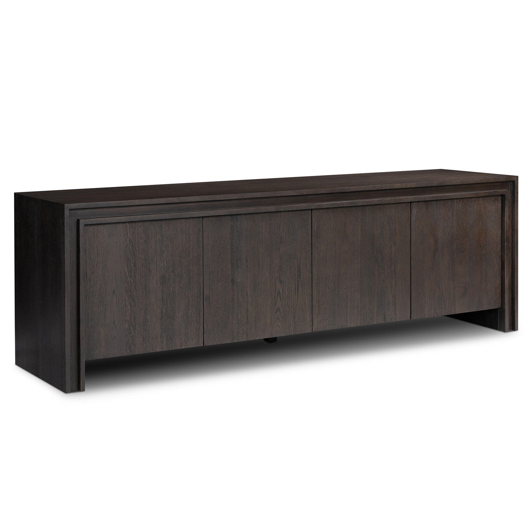 Four Hands Chalmers Smoked Black Resawn Oak Media Console in Smoked Black Resawn Oak
