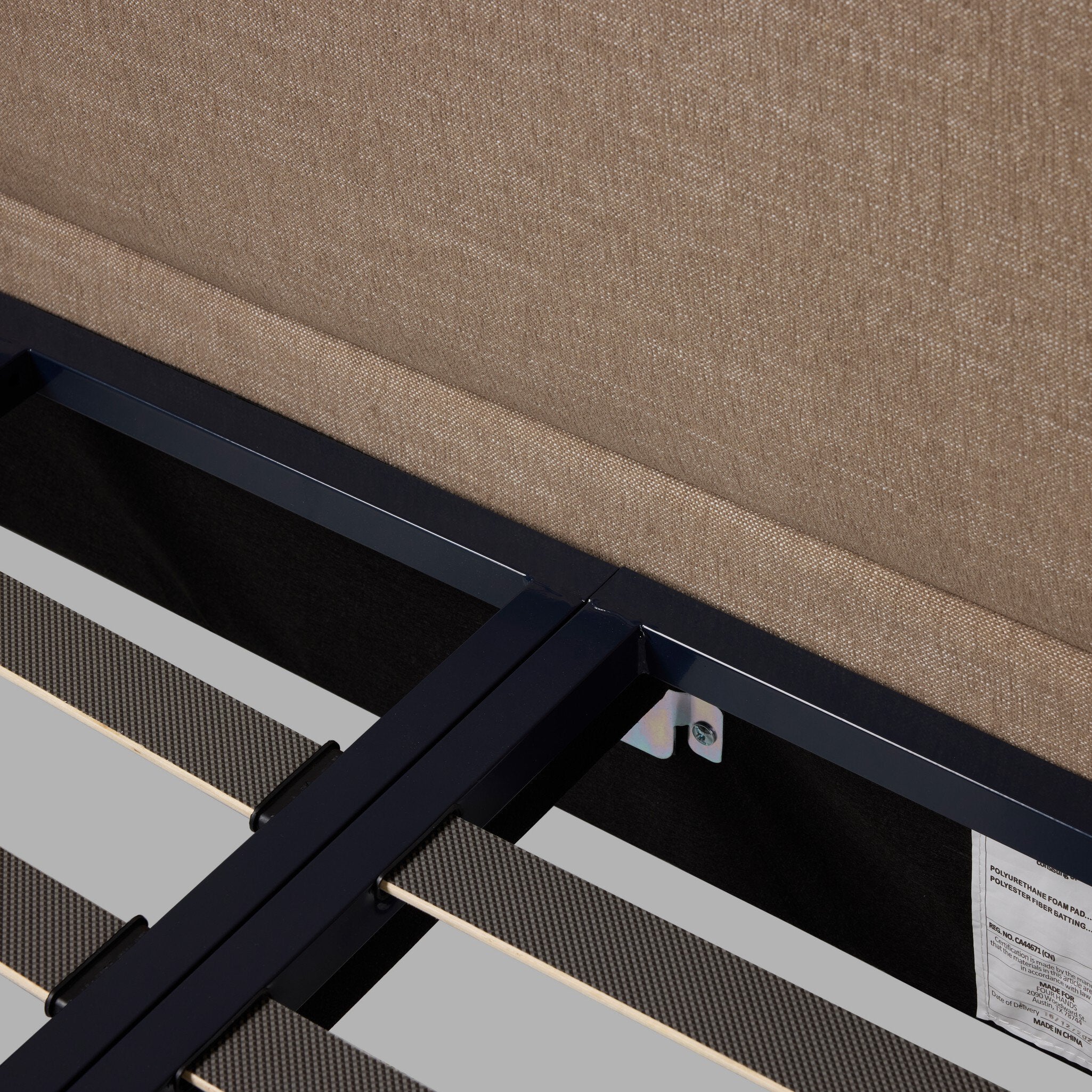 Four Hands Sophia Crypton Nomad Taupe Bed finish close-up