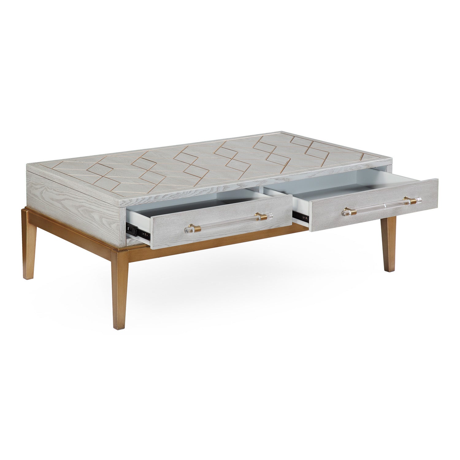 Bassett Mirror Gray Perrine Wood Rectangular Cocktail Table