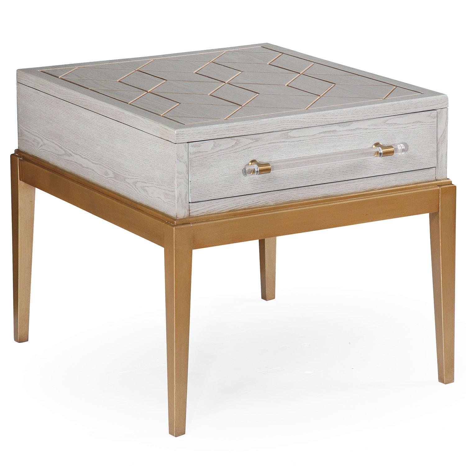 Bassett Mirror Gray Perrine Wood Rectangular End Table