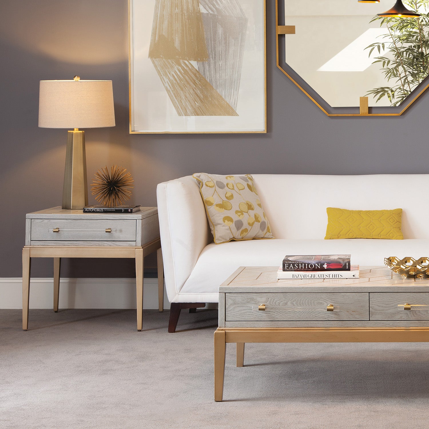 Bassett Mirror Gray Perrine Wood Rectangular End Table