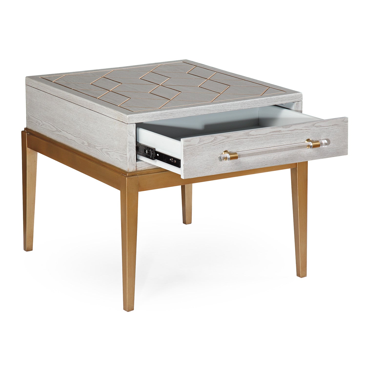 Bassett Mirror Gray Perrine Wood Rectangular End Table