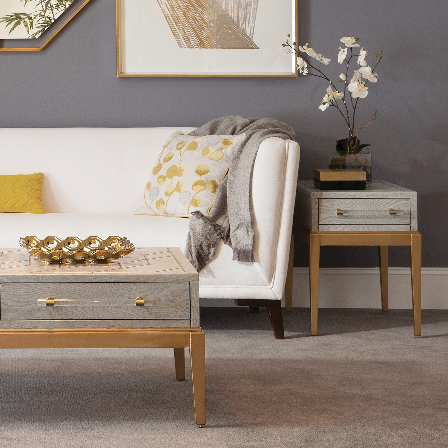 Bassett Mirror Gray Perrine Wood Chairside Table