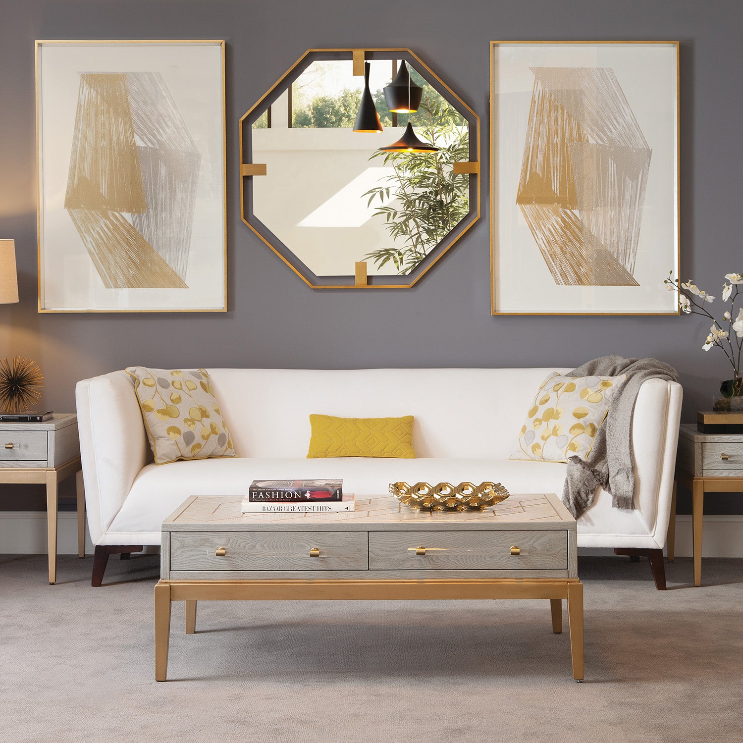 Bassett Mirror Gray Perrine Wood Chairside Table