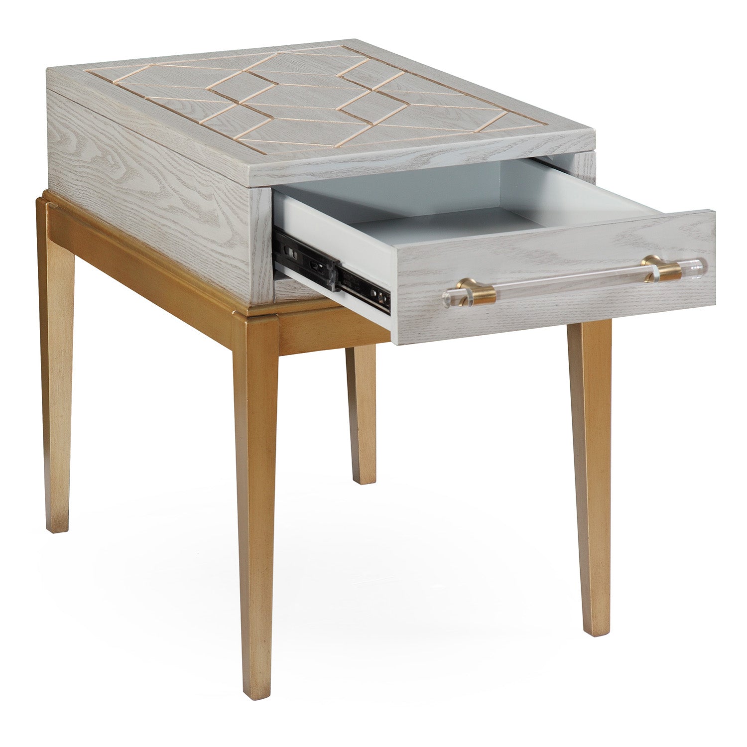 Bassett Mirror Gray Perrine Wood Chairside Table