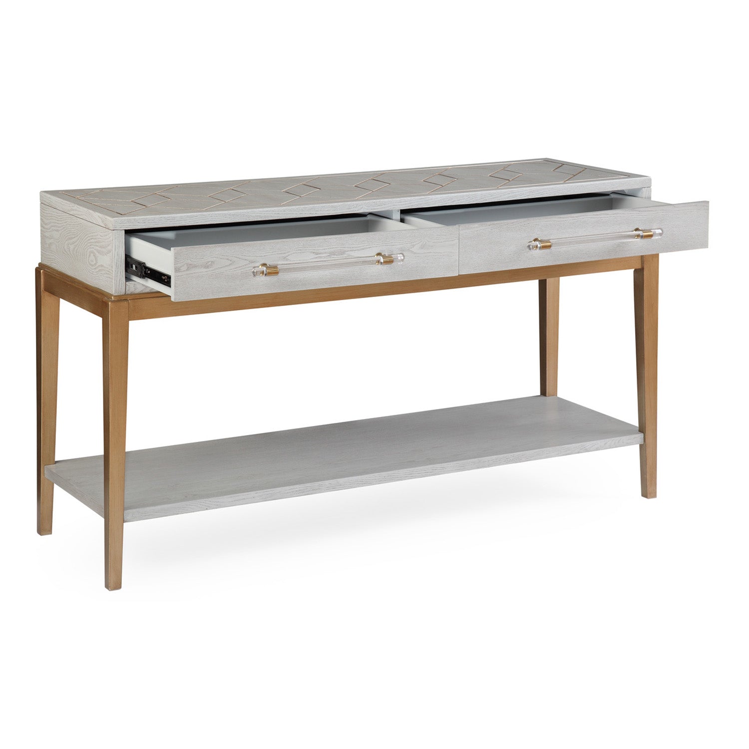 Bassett Mirror Gray Perrine Wood Console Table